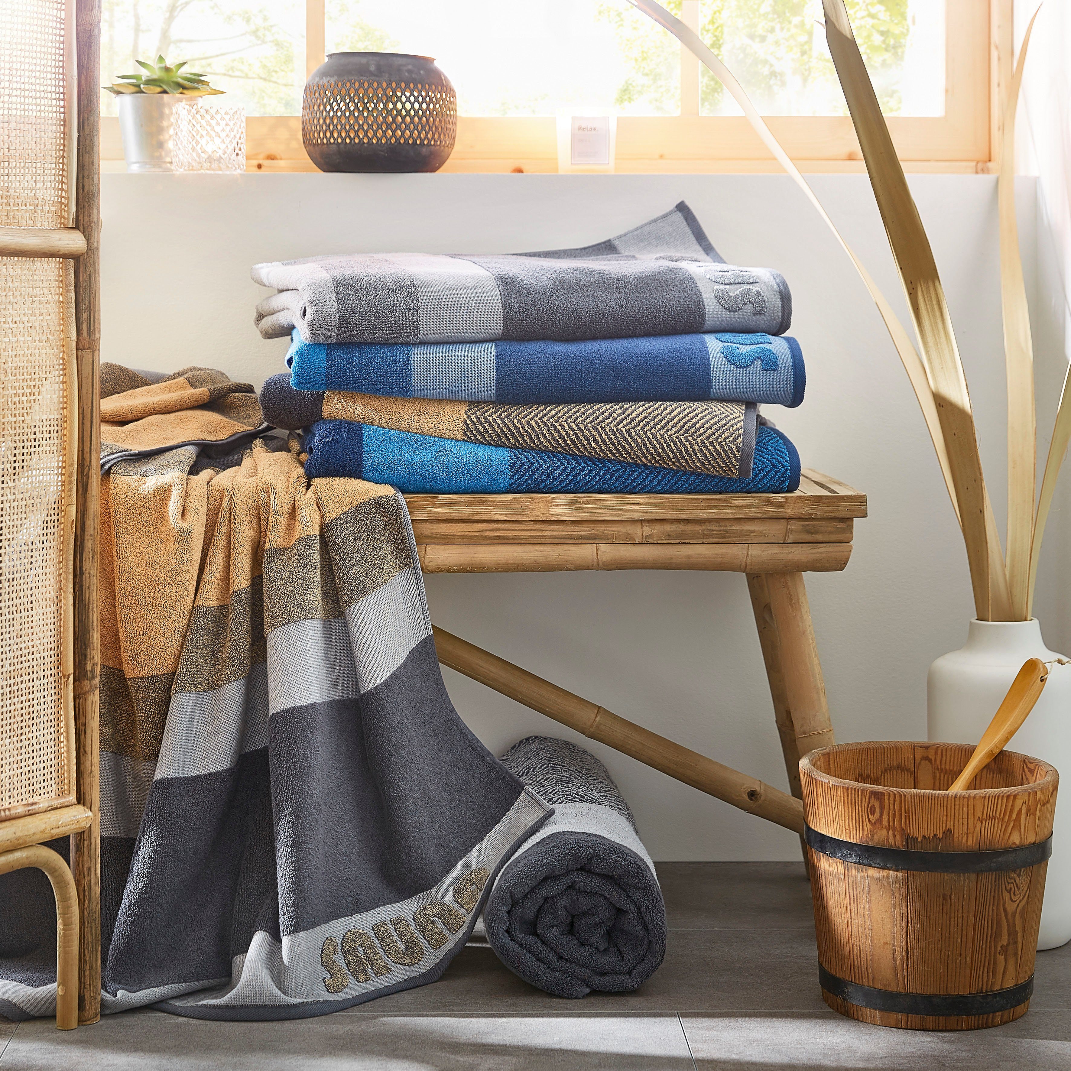 Dyckhoff Saunatuch Saunatuch SaunaStripe, Walkfrottee (1-St) günstig online kaufen