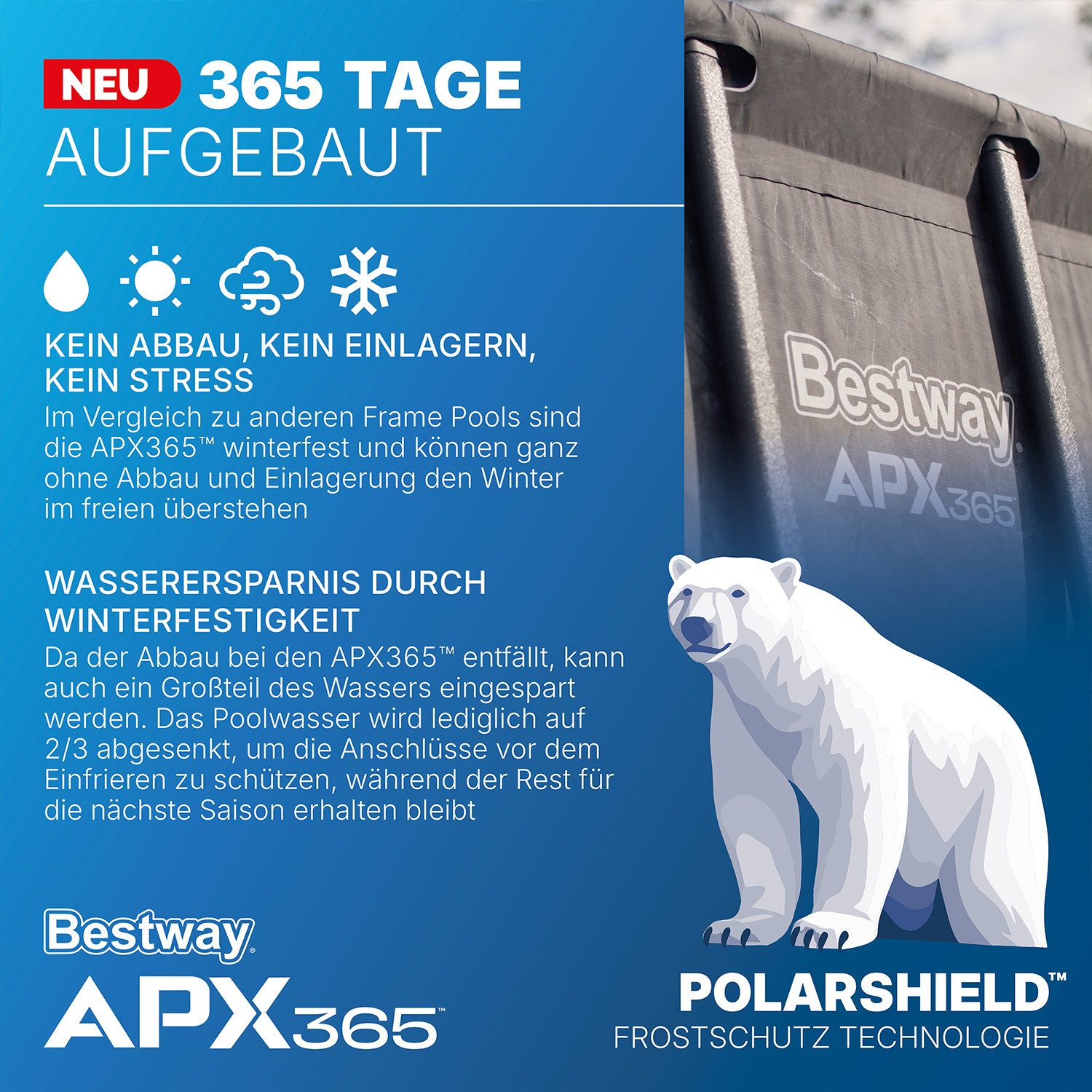 Thumbnail - Bestway Framepool APX365™ Winterfest (Set), Ø 549 x 132 cm