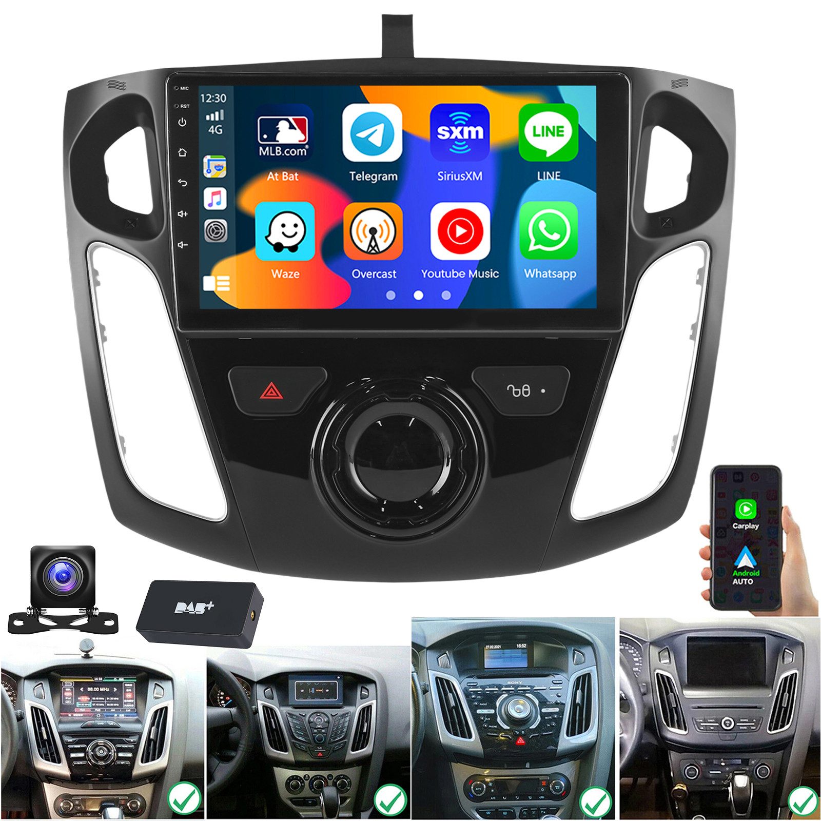ESSGOO DAB+ Carplay Für Ford Focus MK3 2011-18 Autoradio Android 15 GPS NAVI Autoradio (RDS, 4+64GB(optional), Digitalradio (DAB), FM, AM, Carplay Android Auto Bluetooth EQ USB GPS Navi WIFI Touchscreen)