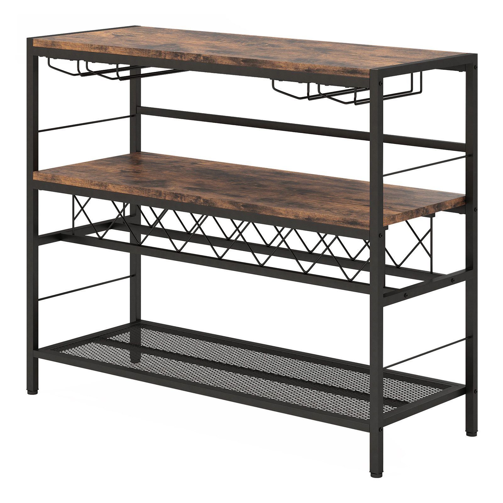 KOMFOTTEU Standregal, Küchenregal mit 3 Ebenen, für 7 Flaschen mit 4 Glasha günstig online kaufen