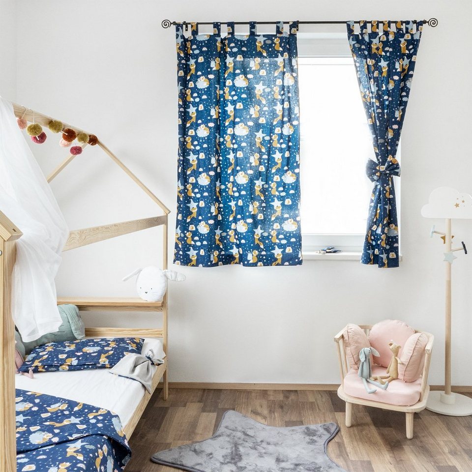 Vorhang »JANA«, Alcube, Vorhänge Kurz 200er Set für Kinderzimmer Wohnzimmer  Schlafzimmer Dekor Schlaufenschal 200 Stück aus Baumwolle mit niedlicher ...