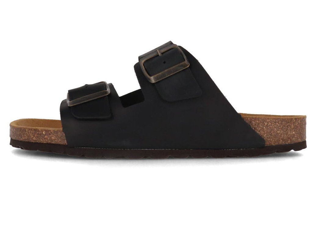 Tuffeln Leder-Sandalen 'Föhr' mit Korkfußbett Zweischnaller Pantolette Hausschuh mit gepolstertem Tieffussbett