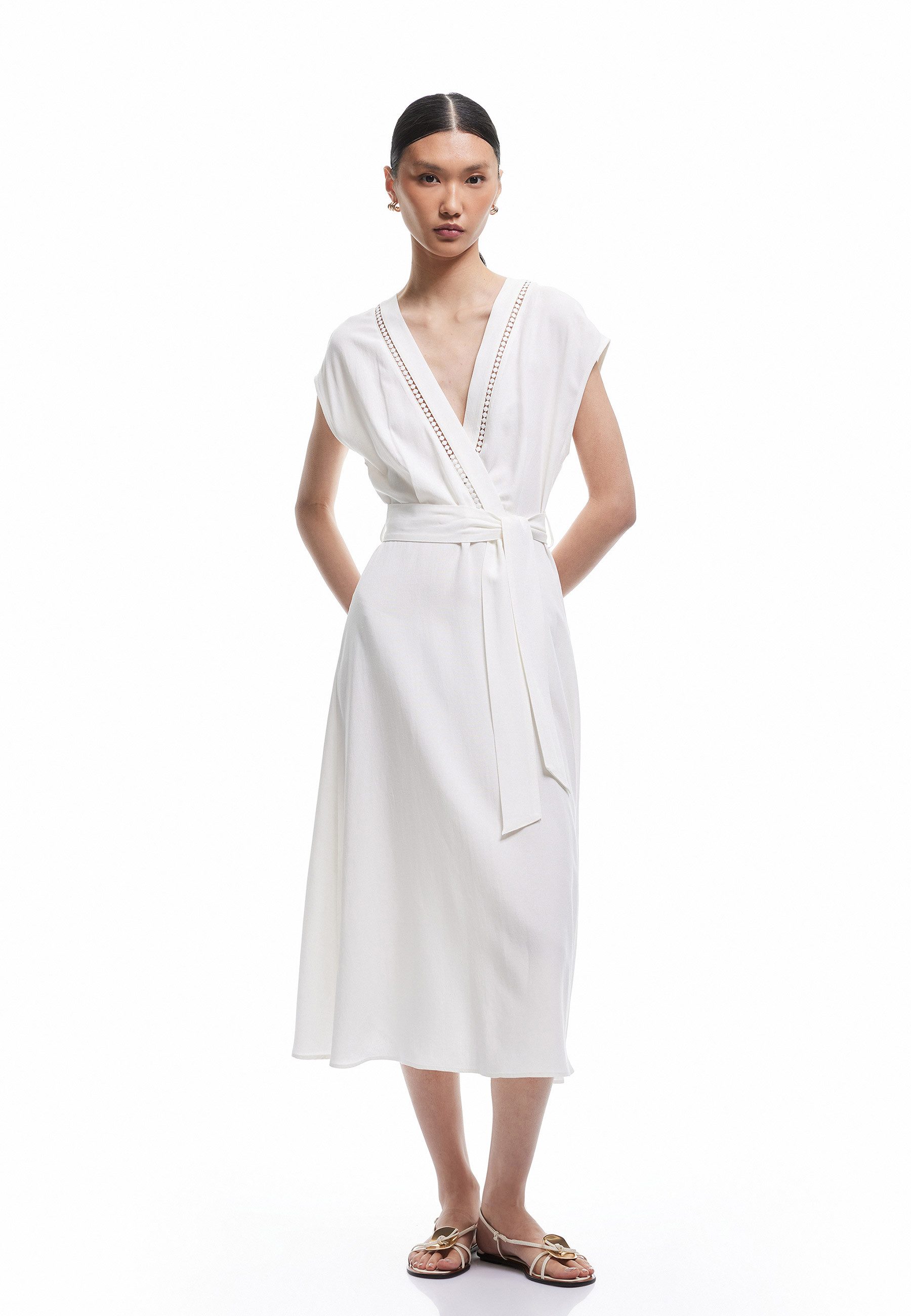 Koton Badekleid Mit Bauchgurt Umschlag Midikleid