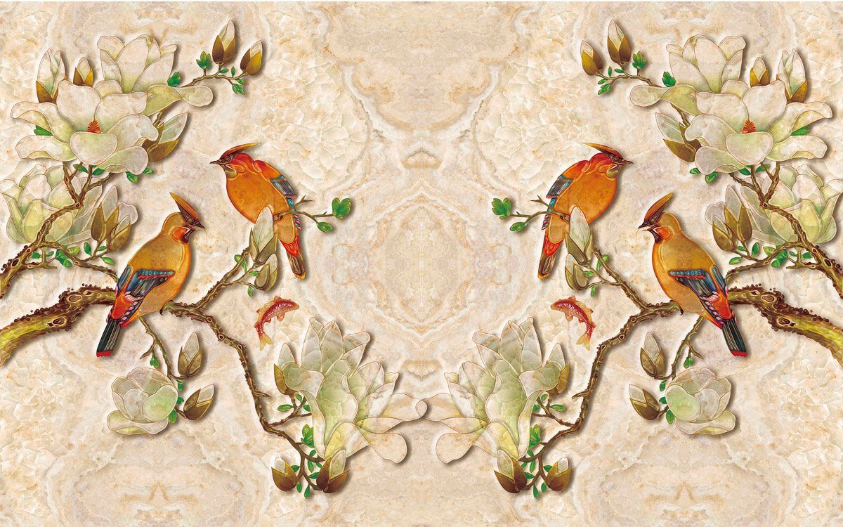 Papermoon Fototapete Muster mit Vögeln