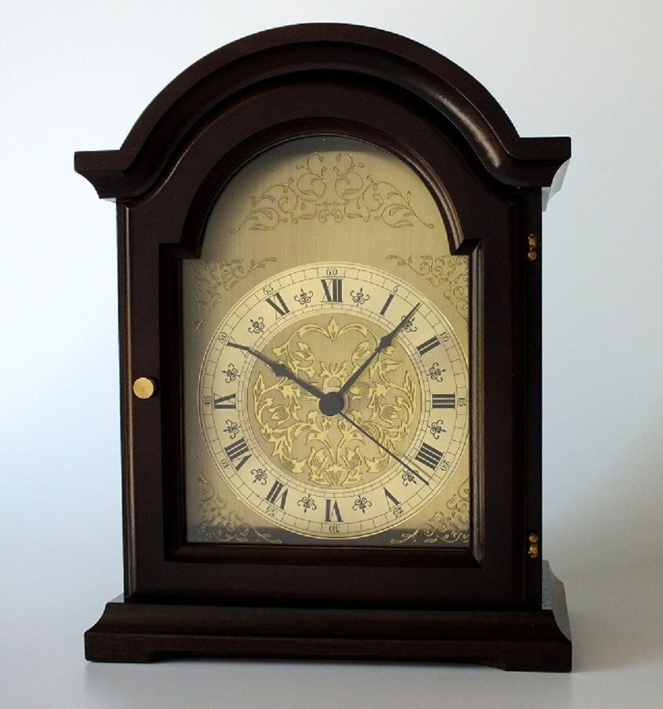 Tischuhr Analoge Tischuhr Standuhr "Albon" Antik, Uhr, Buche massiv, 24x19cm