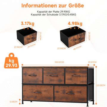 JOEAIS Wickelkommode Kommode mit Schubladen Sideboard Mehrzweckschrank Schubladenschrank, für Schlafzimmer, Wohnzimmer, Kinderzimmer, Flur, Aufbewahrungsschrank