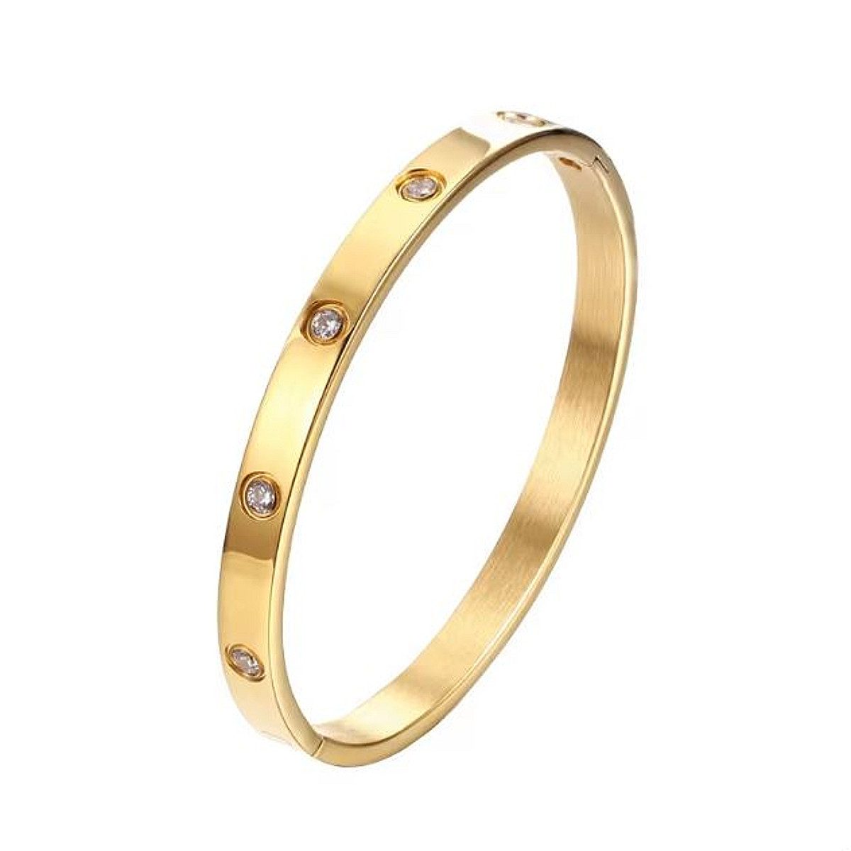 KARMA Armreif Armband gold für Damen mit Klappverschluss (Edelstahlarmband günstig online kaufen