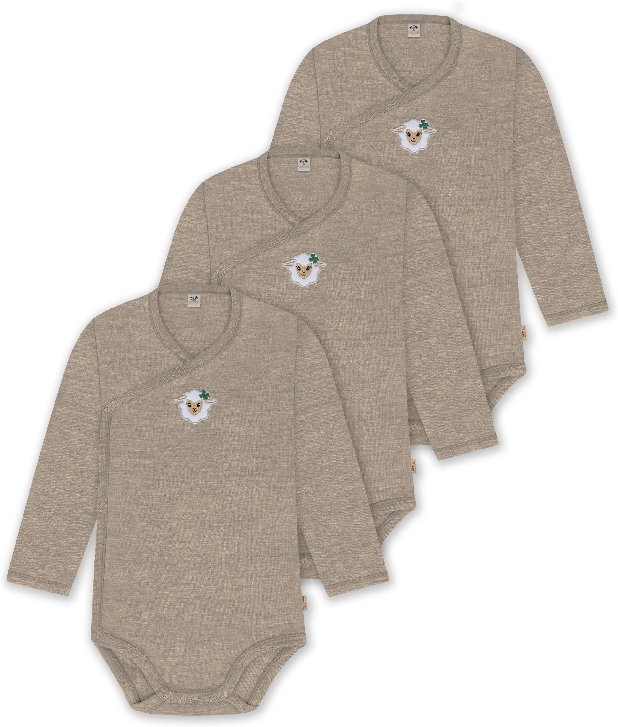Langarmwickelbody 3er Pack Merino Baby-Body