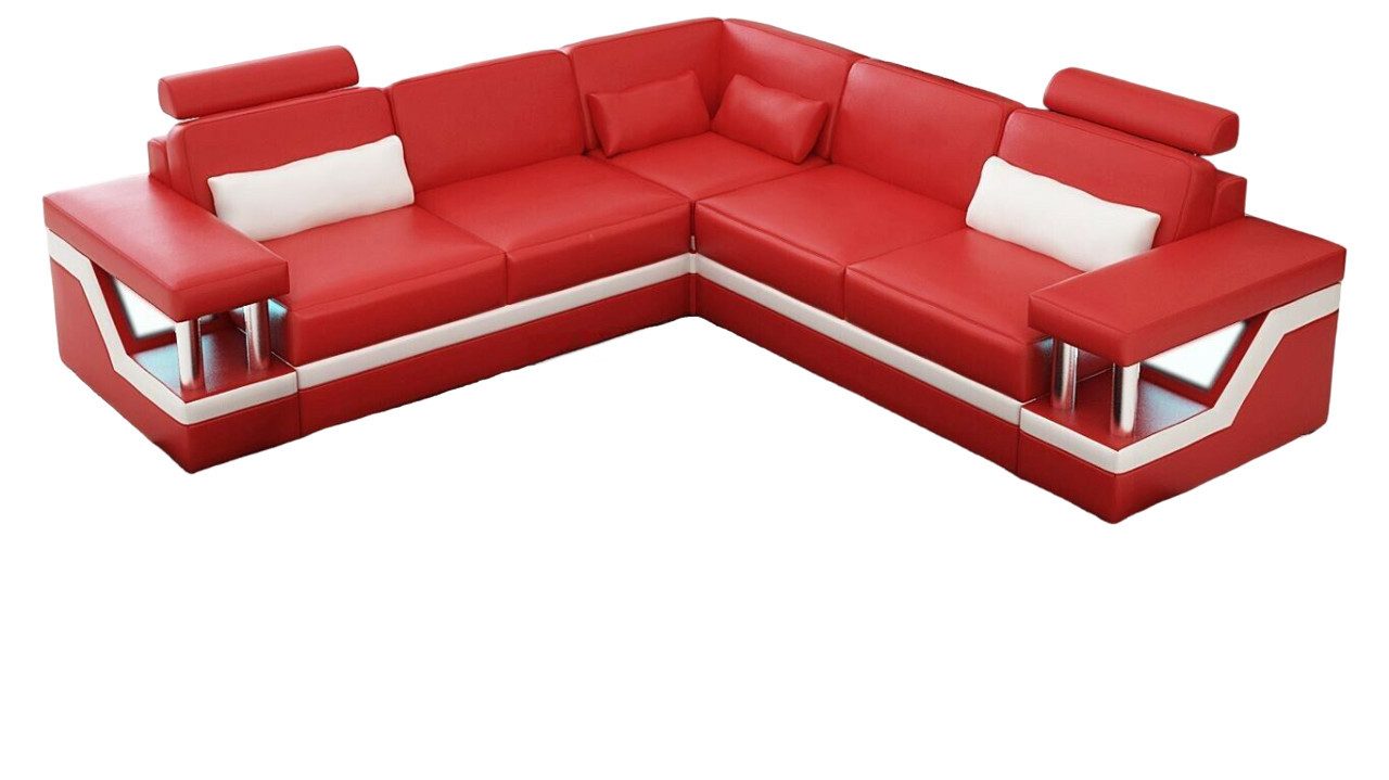 JVmoebel Ecksofa Ecksofa Leder Garnitur Design Modern Sofa L-Form Rot Möbel Sofort, 1 Teile, Made in Europa