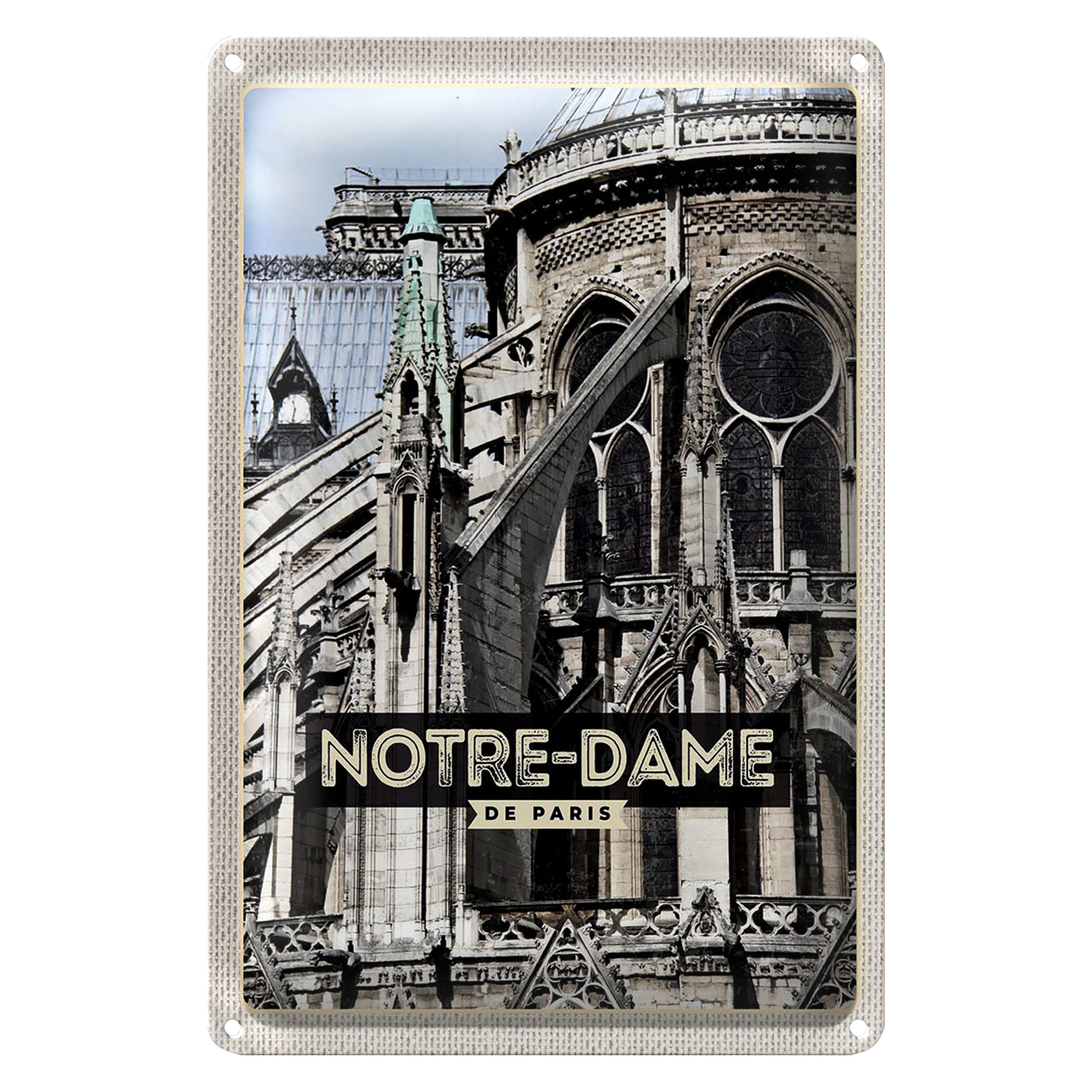 Roomando Metallschild Blechschild Reise 20x30cm Notre-Dame de Paris Architektur