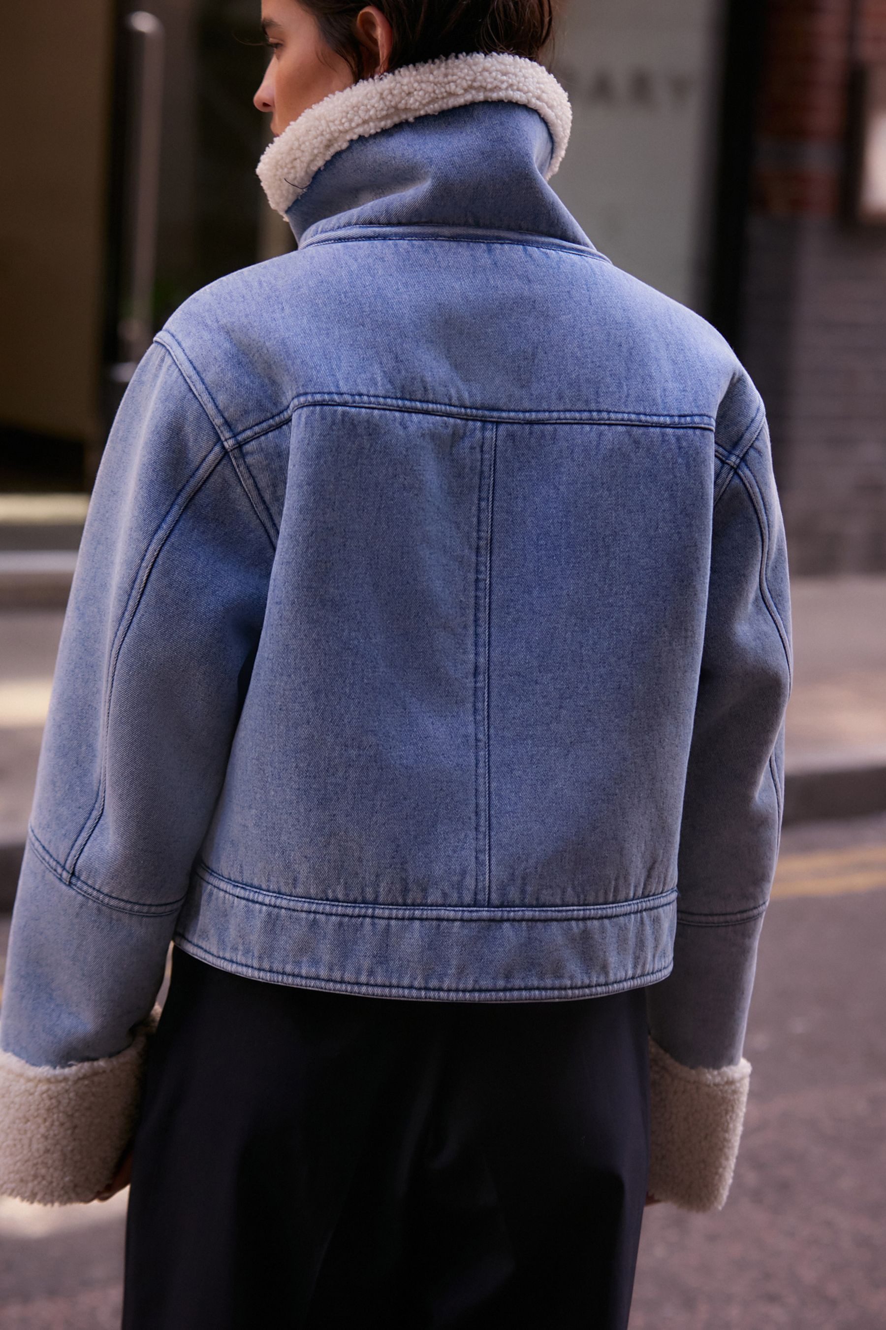 Next Jeansjacke Denim-Jacke mit Teddyfutter (1-St) günstig online kaufen