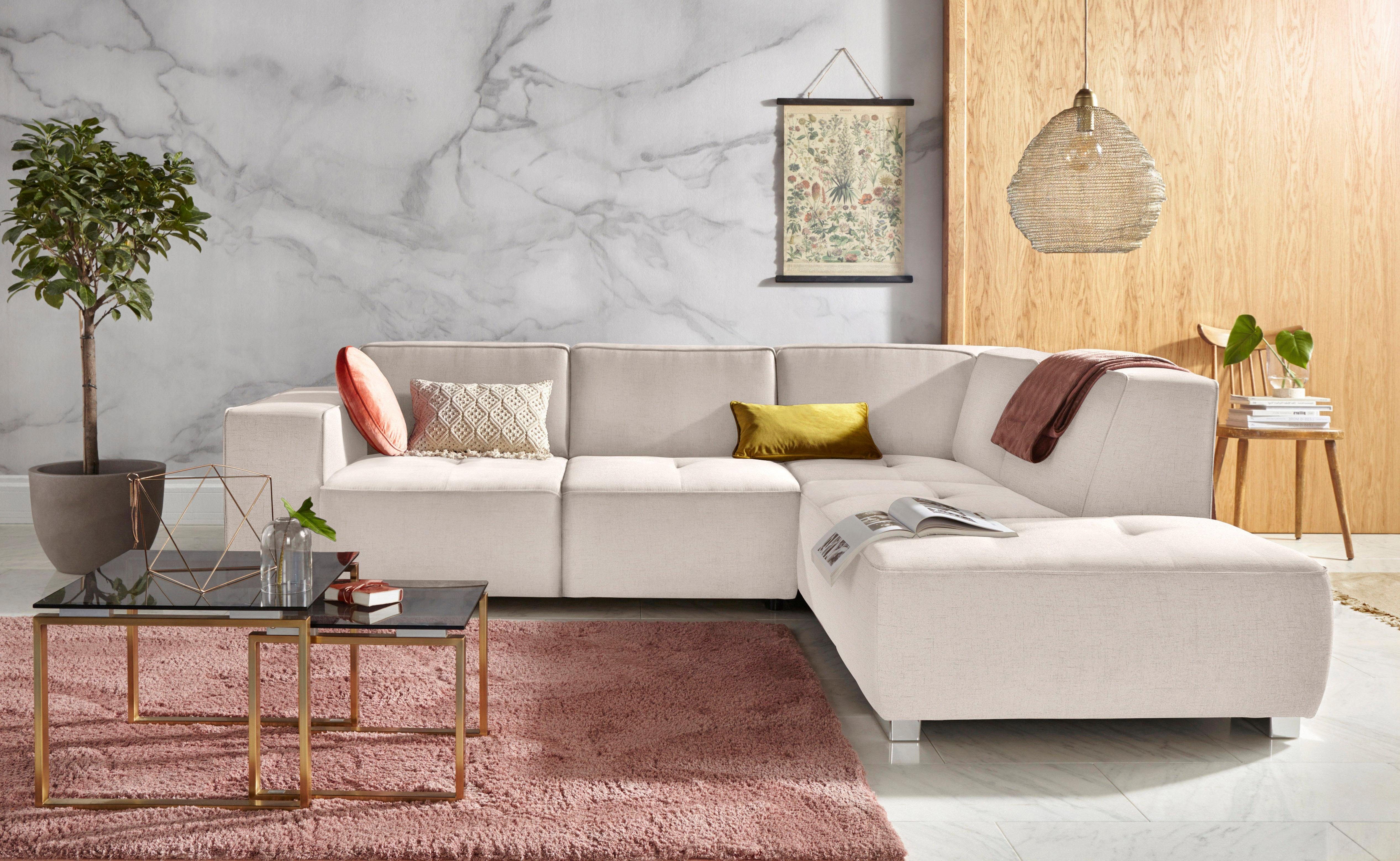 INOSIGN Ecksofa "Sapporo L-Form" wahlweise Bettfunktion oder Sitztiefenvers günstig online kaufen