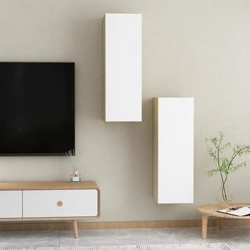 möbelando TV-Board Irxleben-I, aus Spanplatte in Weiß und Sonoma-Eiche. Abmessungen (B/H/T) 30x90x30 cm