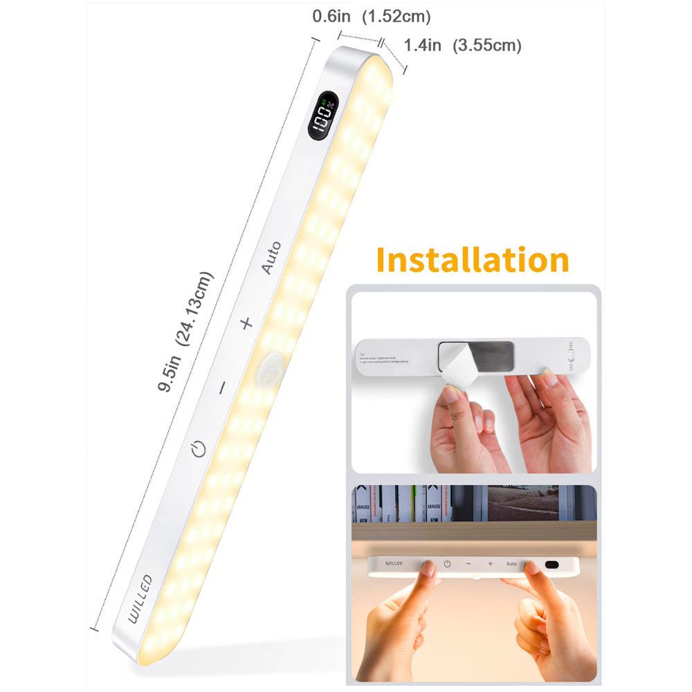 Athlix Schrankleuchte 2er-Set Kabellose LED-Schrankleuchte mit Bewegungssensor, LED fest integriert, Kaltweiß, Warmweiß, Werkzeuglose Montage, Lange Akkulaufzeit