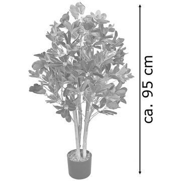 Kunstbaum Schefflera Aralie Künstliche Pflanze Strahlenaralie 95cm Echtholz Deko, Decovego