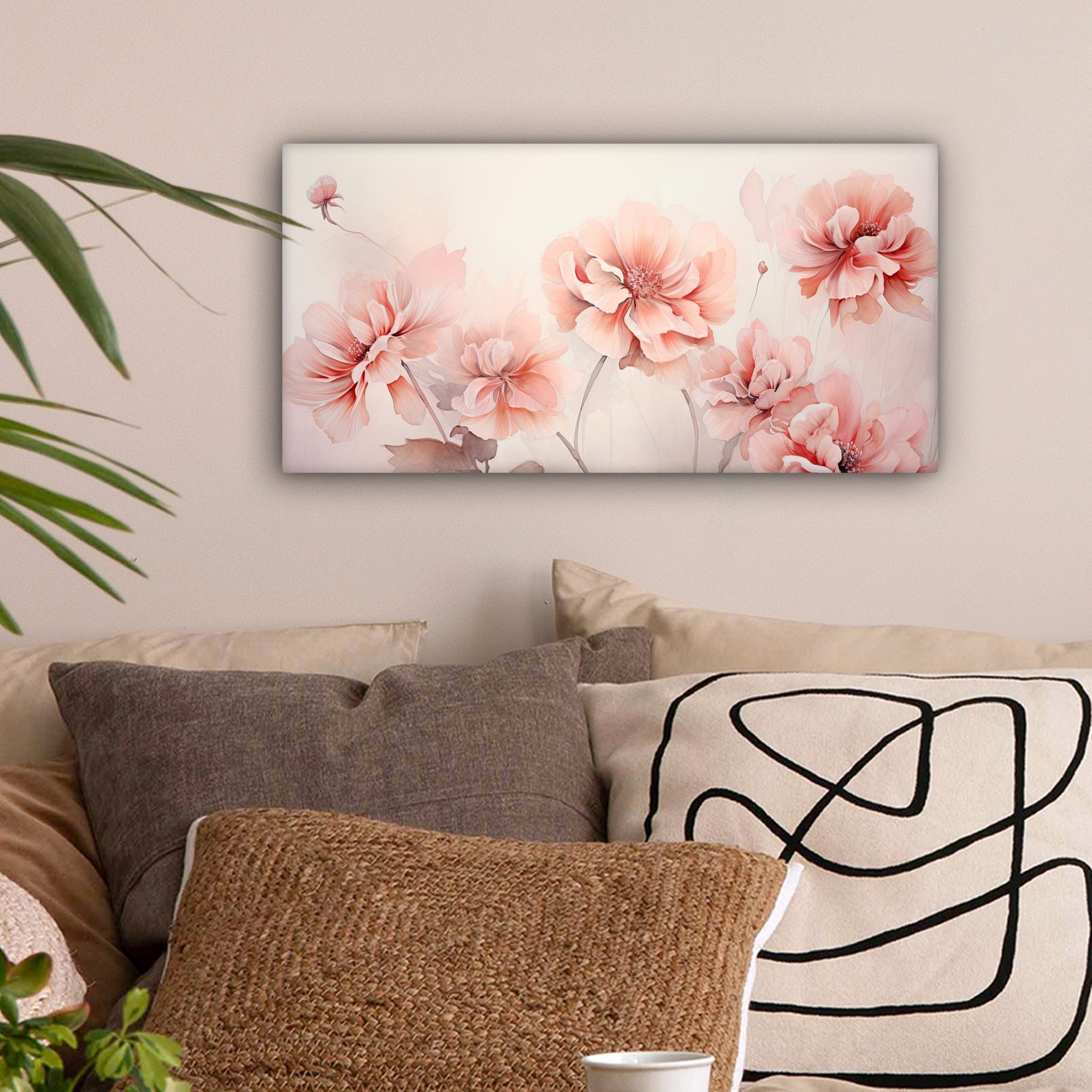 OneMillionCanvasses® Leinwandbild Panorama Blumen - Rosa günstig online kaufen