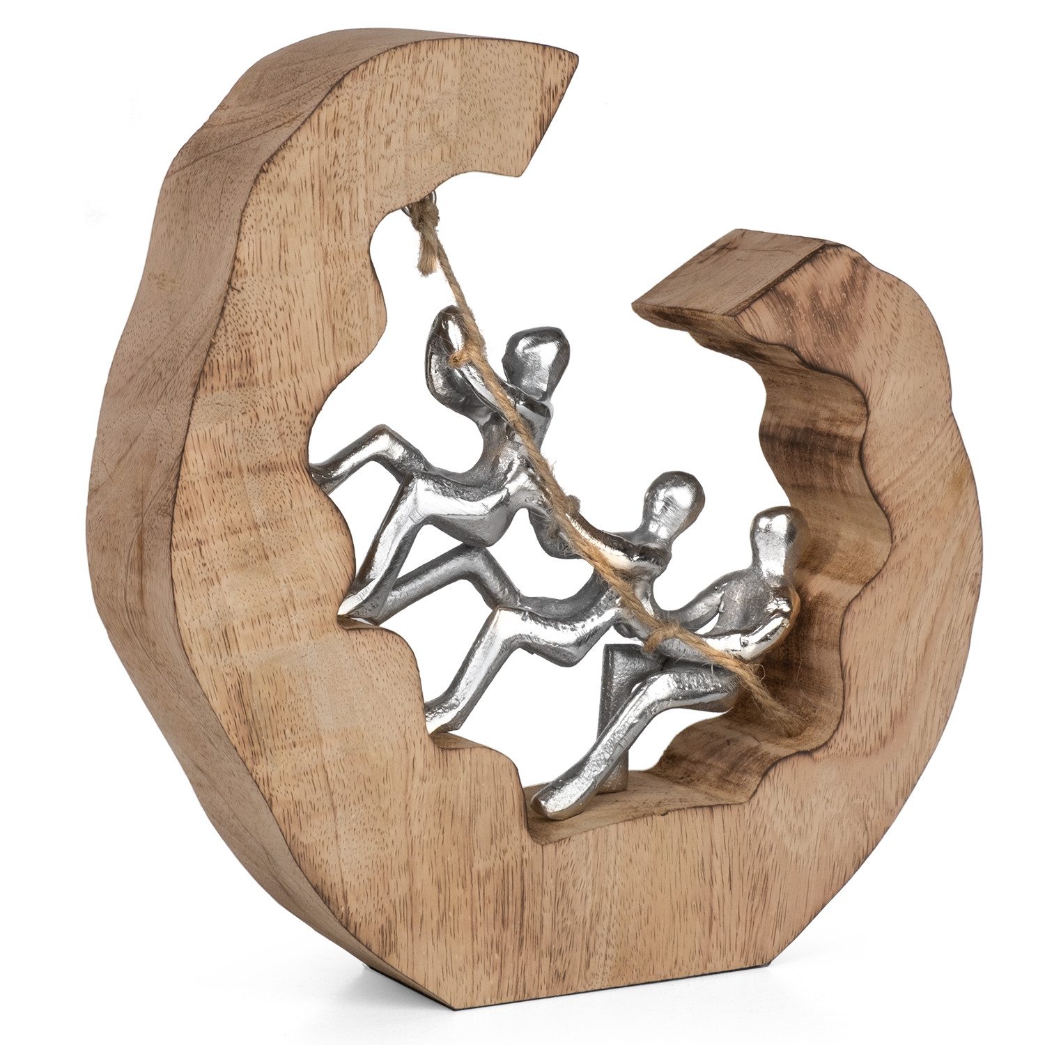 Moritz Skulptur Teamwork-Skulptur Aluminium auf Mangoholz 24 cm hoch, Holz, günstig online kaufen