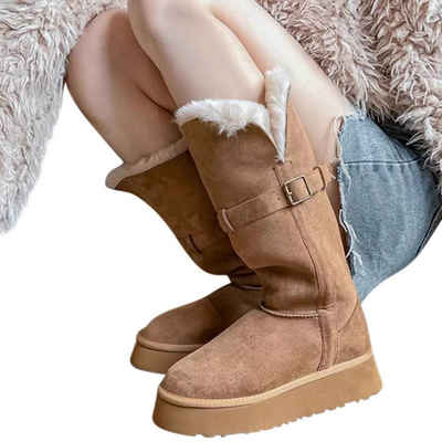 Daisred Winterstiefel Damen Gefüttert Schneestiefel Plüsch Boots Plateaustiefel