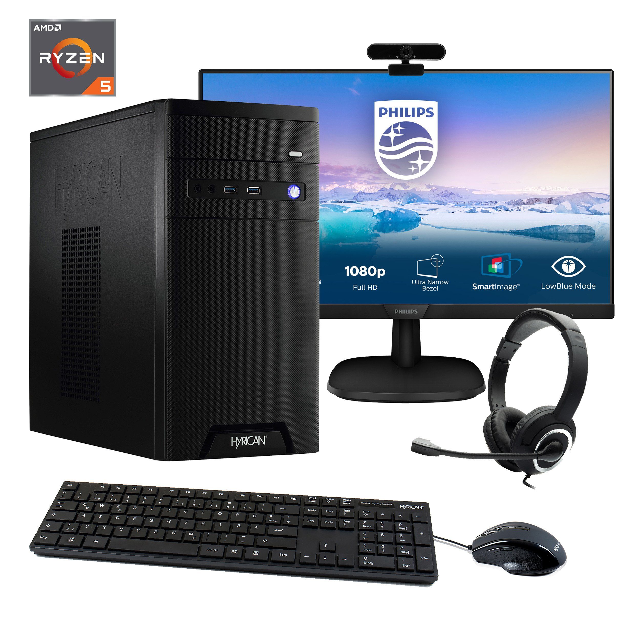 Hyrican HomeOfficePC SET2346 PCKomplettsystem (24", AMD Ryzen 5