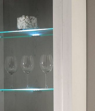 Furn.Design Buffet Corela (Buffetschrank in Pinie weiß Landhaus, 184 x 205 cm) 15 Fächer, mit Soft-Close