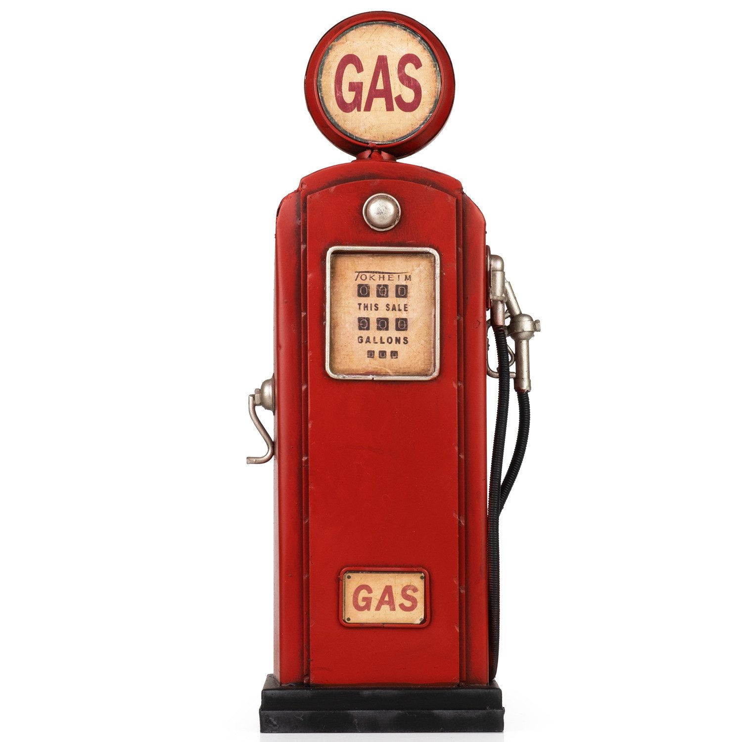 Moritz Spardose Blech-Spardose Zapfsäule Gas rot, Modell Nostalgie Antik-Stil Retro Blechmodell Miniatur Nachbildung