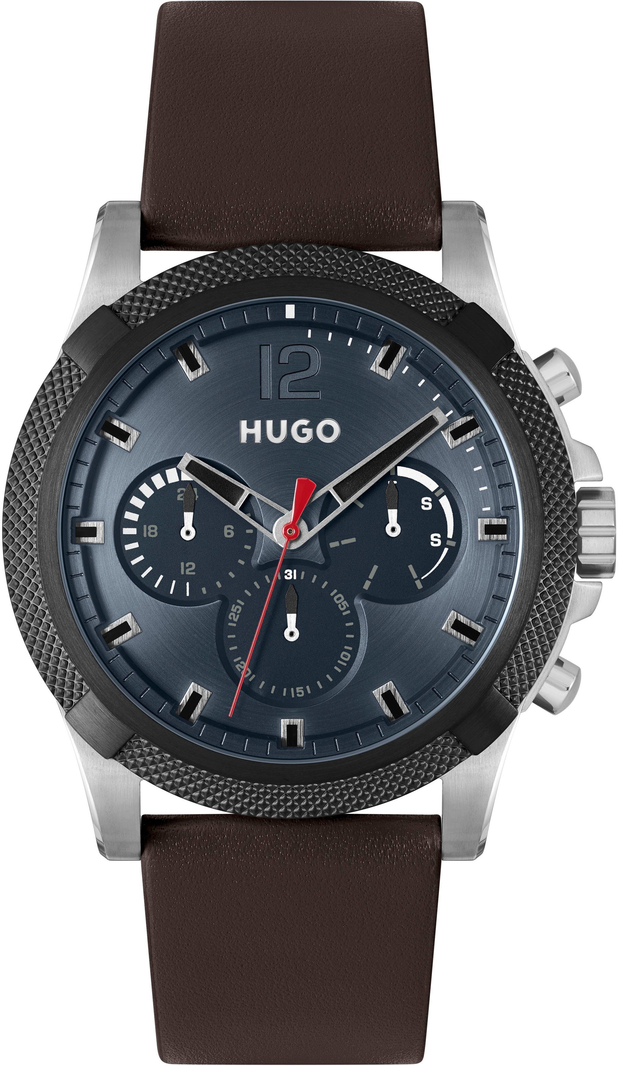 HUGO Multifunktionsuhr #IMPRESS - FOR HIM, 1530294, Quarzuhr, Armbanduhr, Herrenuhr, Datum, 12/24-Stunden-Anzeige