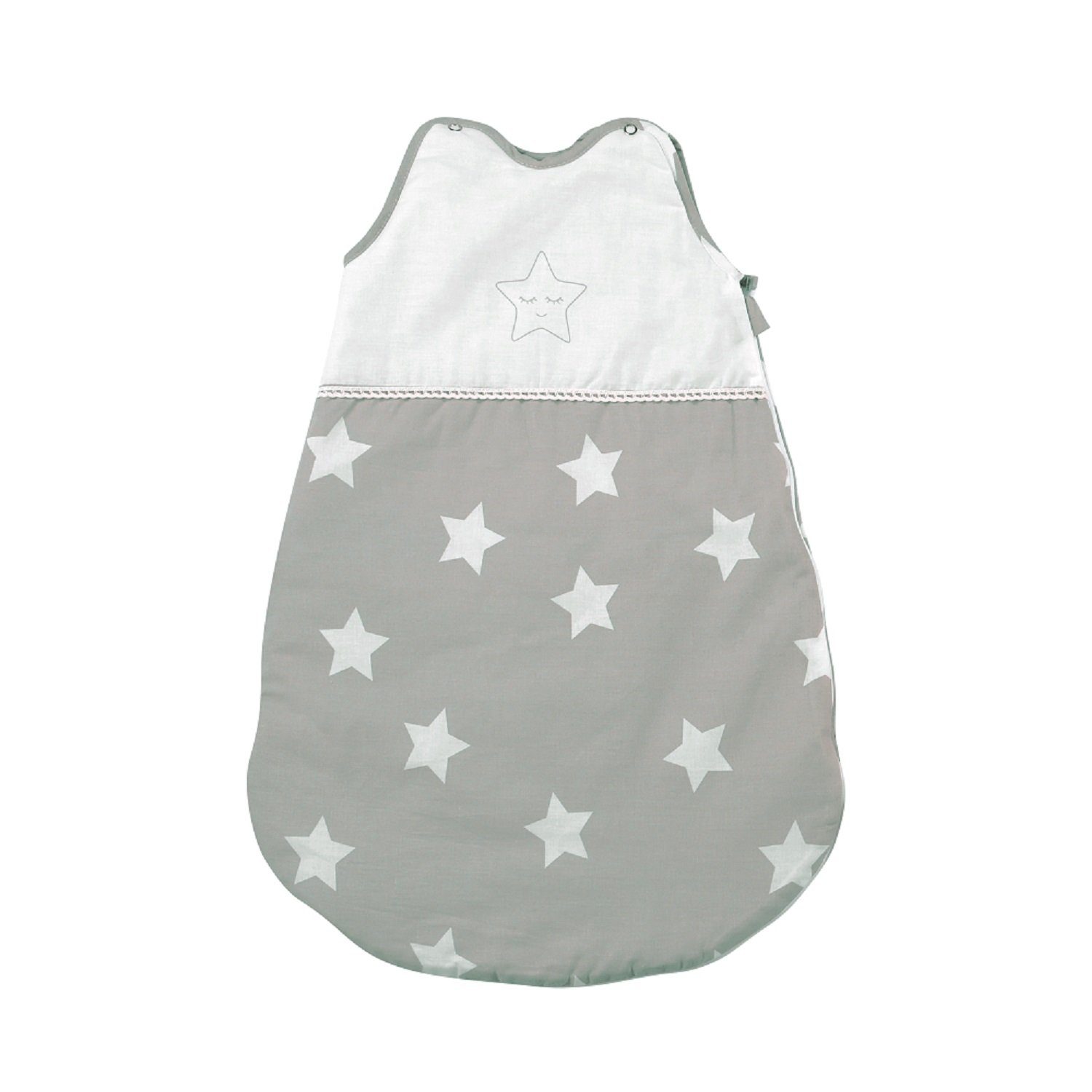 Lorelli Babyschlafsack Baby Winterschlafsack 0-6 Monate (1 tlg), 60cm lang 100% Baumwolle Reißverschluss grau Sterne