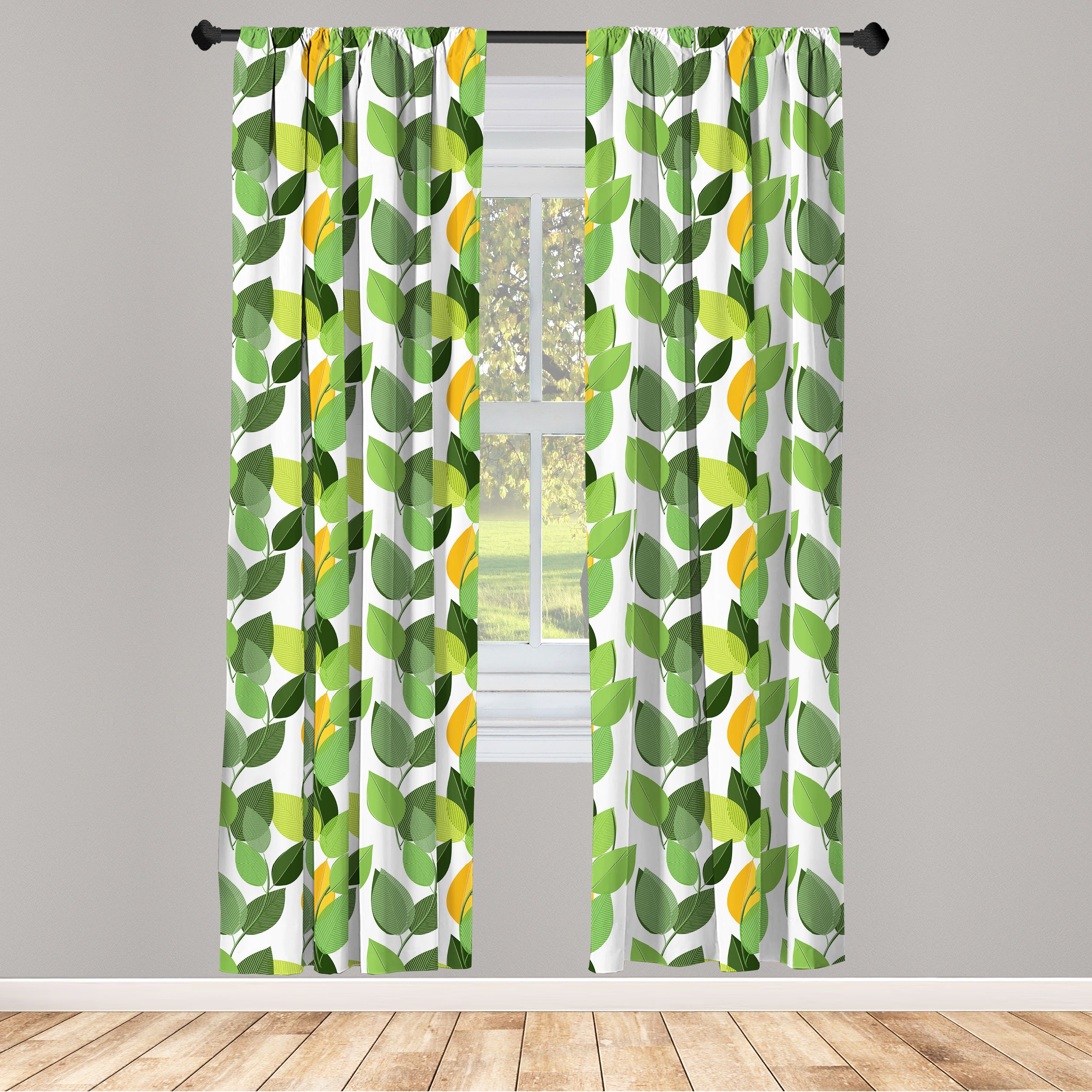 Gardine Vorhang für Wohnzimmer Schlafzimmer Dekor, Abakuhaus, Microfaser, Blätter Mutter Natur Laub