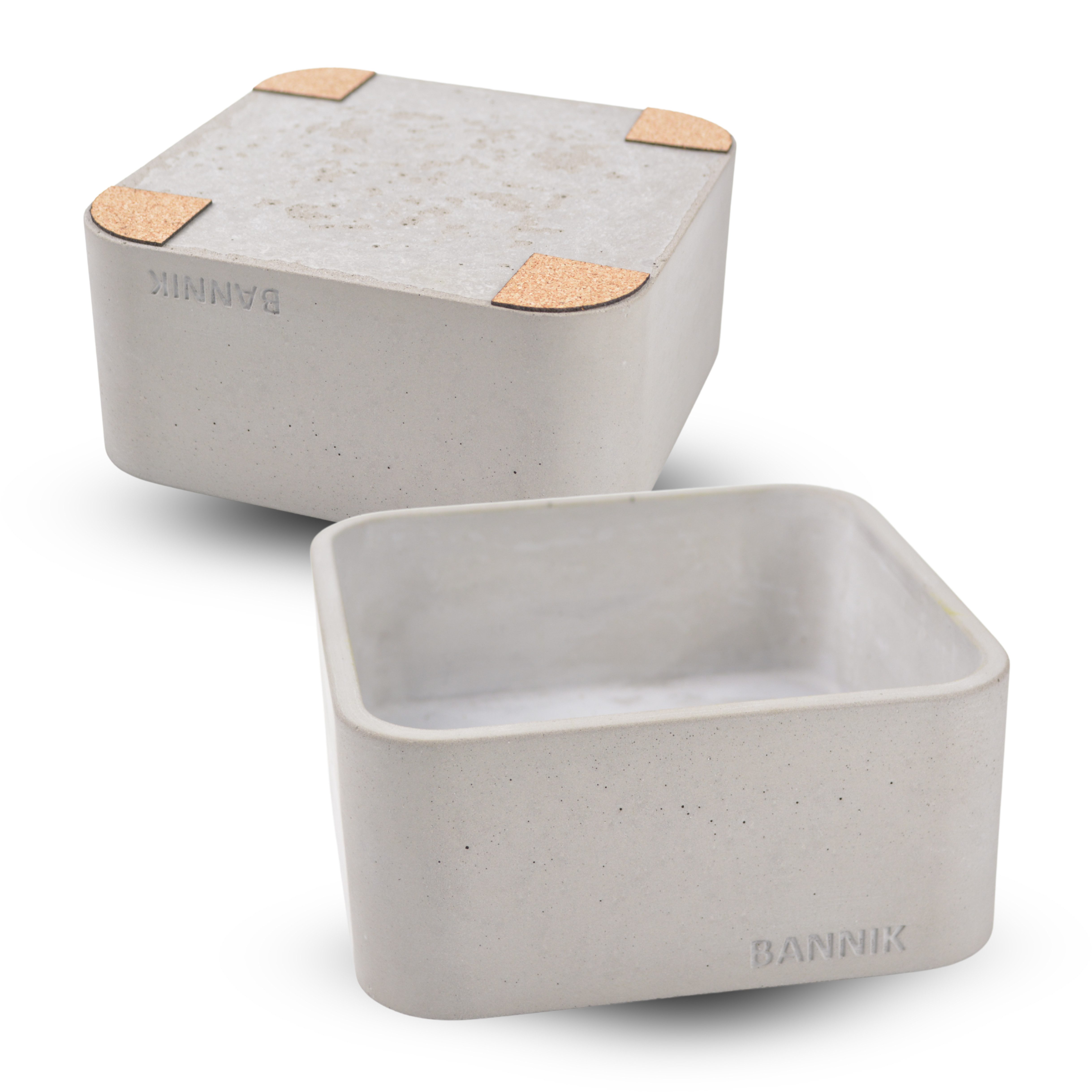 Bannik Blumentopf Pflanztopf aus Beton mit Trockenmoos (15x15x7cm), runde, glatte, hochwertige Haptik