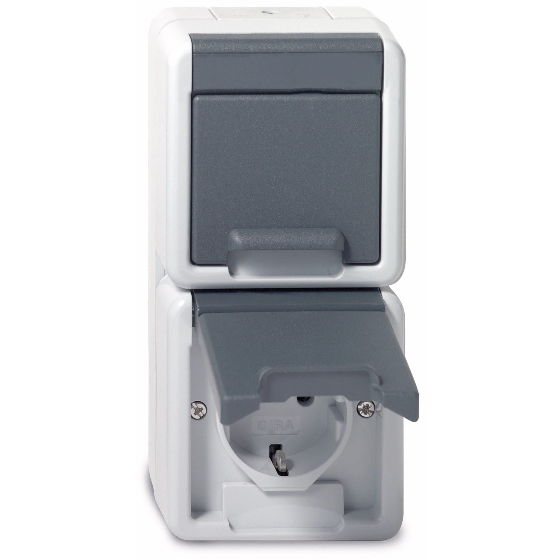 GIRA Aufputz-Steckdose GIRA Feuchtraum-Doppelsteckdose 478030, senkrecht