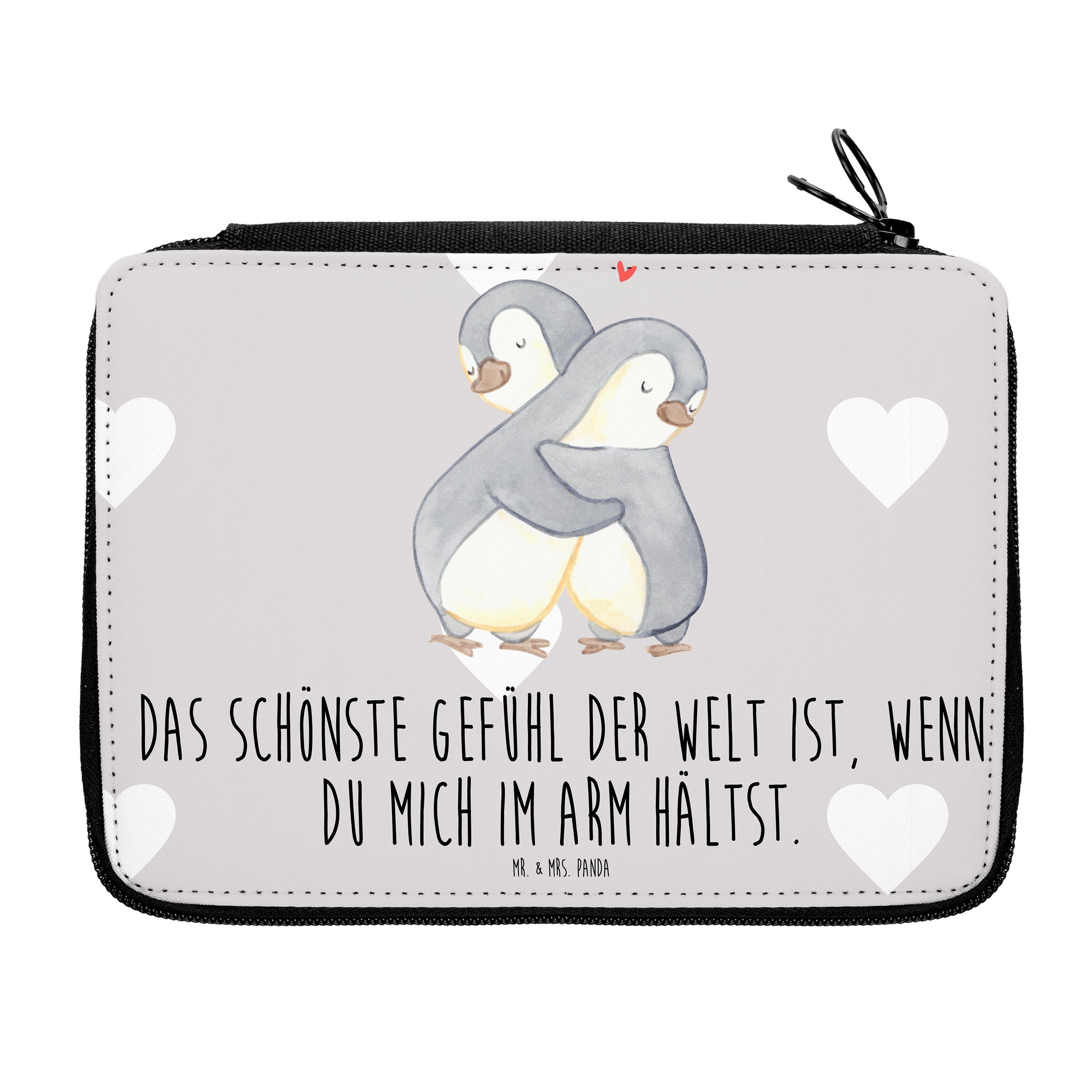 Mr. & Mrs. Panda Federmäppchen Pinguine Kuscheln - Grau Pastell - Geschenk, Geschenk für Frauen, Par, (1-tlg)