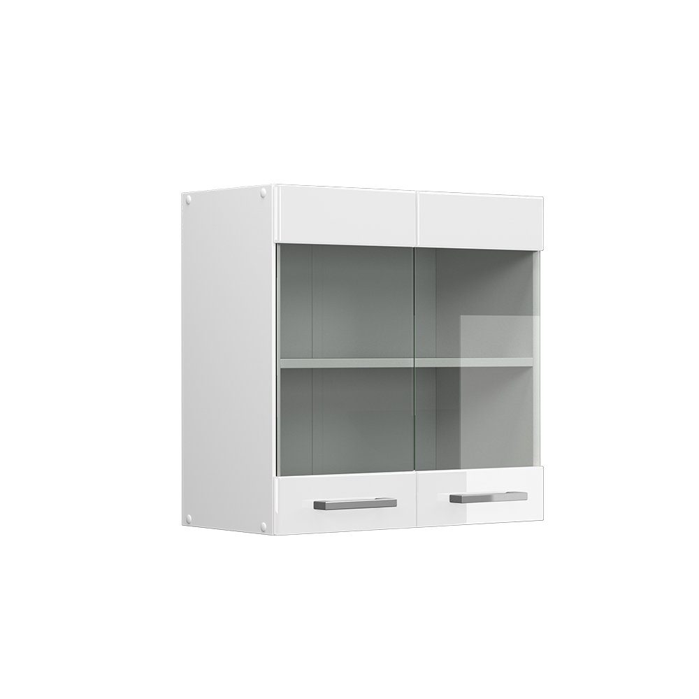 Vicco Glashängeschrank R-Line, Weiß Hochglanz/Weiß, 60 cm (1-St)