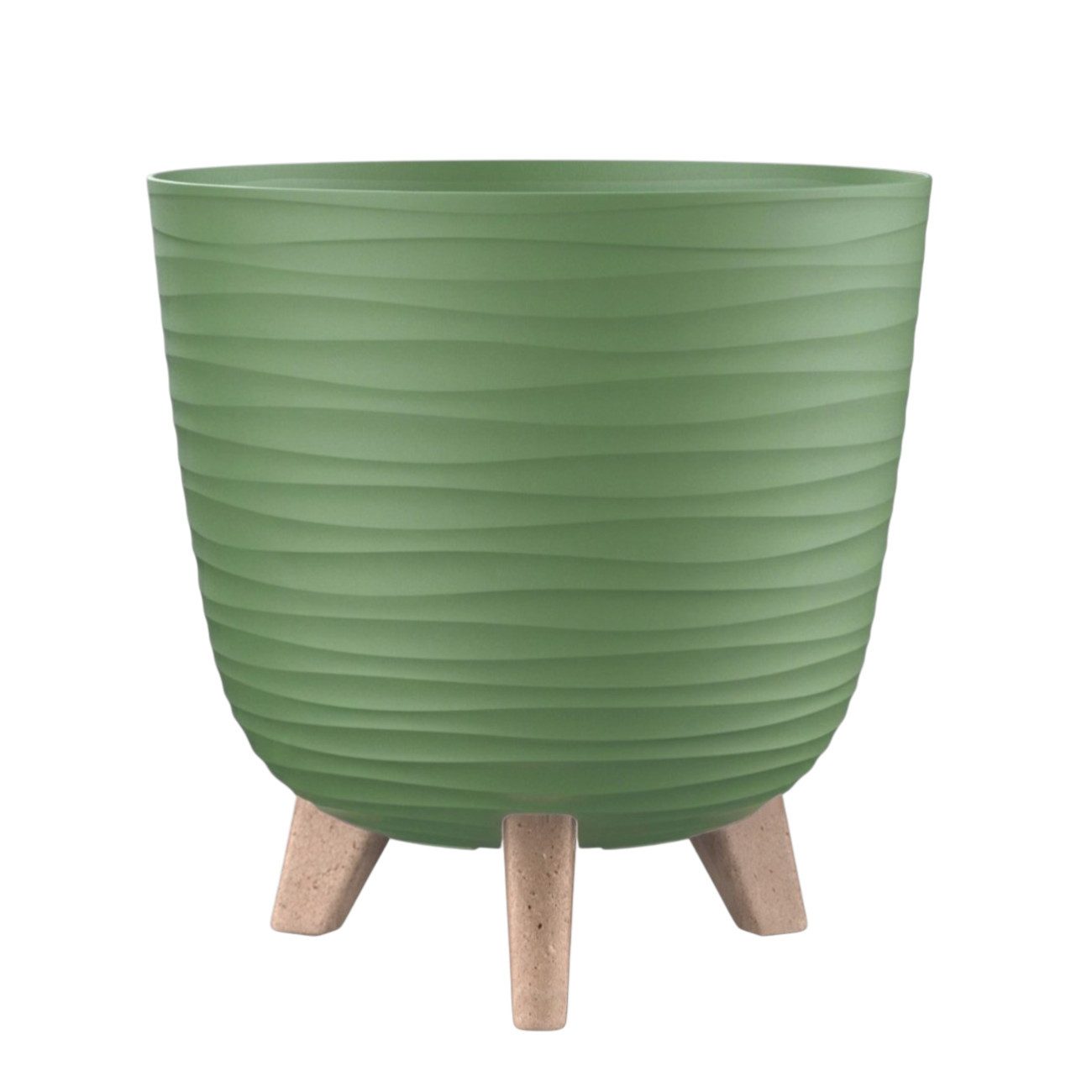 Engelland Blumentopf Pflanztopf mit Füßen (Vorteils-Set, 1 St., robuster PP-Kunststoff), Wellenoptik, rund, UV-resistent, Drainagesystem, direkte Bepflanzung