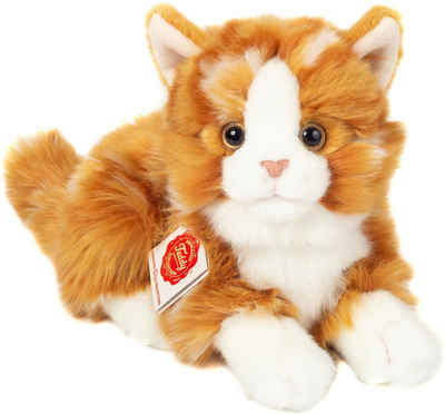 Teddy Hermann® Kuscheltier Katze liegend rot getigert, 20 cm, zum Teil aus recyceltem Material