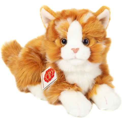 Teddy Hermann® Kuscheltier Katze liegend rot getigert, 20 cm, zum Teil aus recyceltem Material