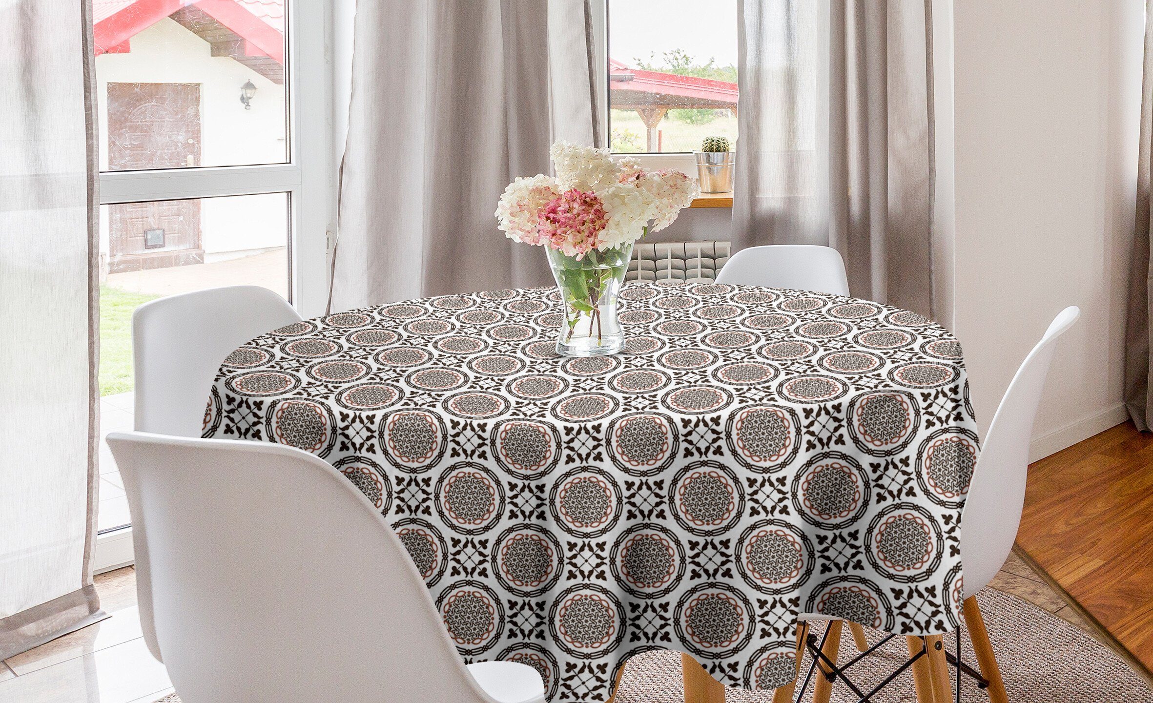 Geometrische Ethnisch Kreis Esszimmer Abdeckung Tischdecke Küche Dekoration, Orient für und Motive Abakuhaus Tischdecke