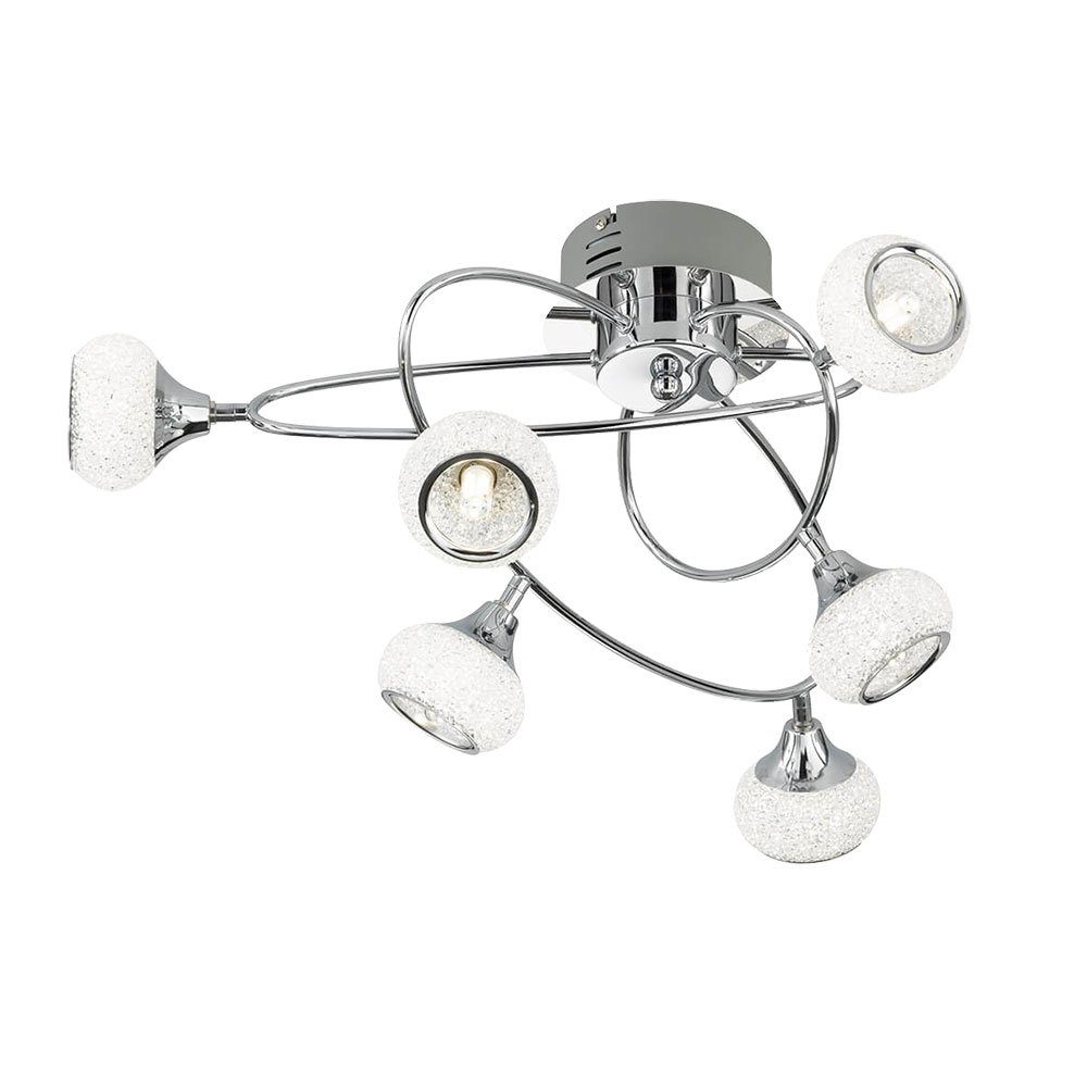 WOFI Deckenleuchte, Leuchtmittel nicht inklusive, Deckenlampe silber Deckenleuchte 6 Flammig geschwungen
