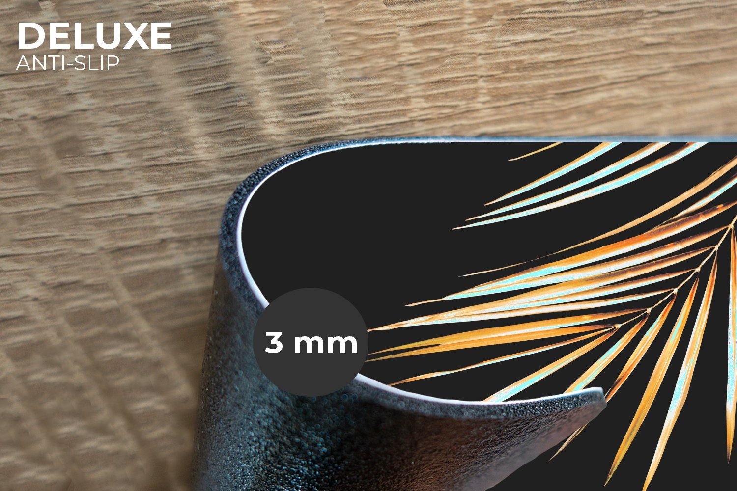 MuchoWow Platzset Blätter - Pflanzen - Gold - Schwarz - Luxus, (6-St), Plat günstig online kaufen