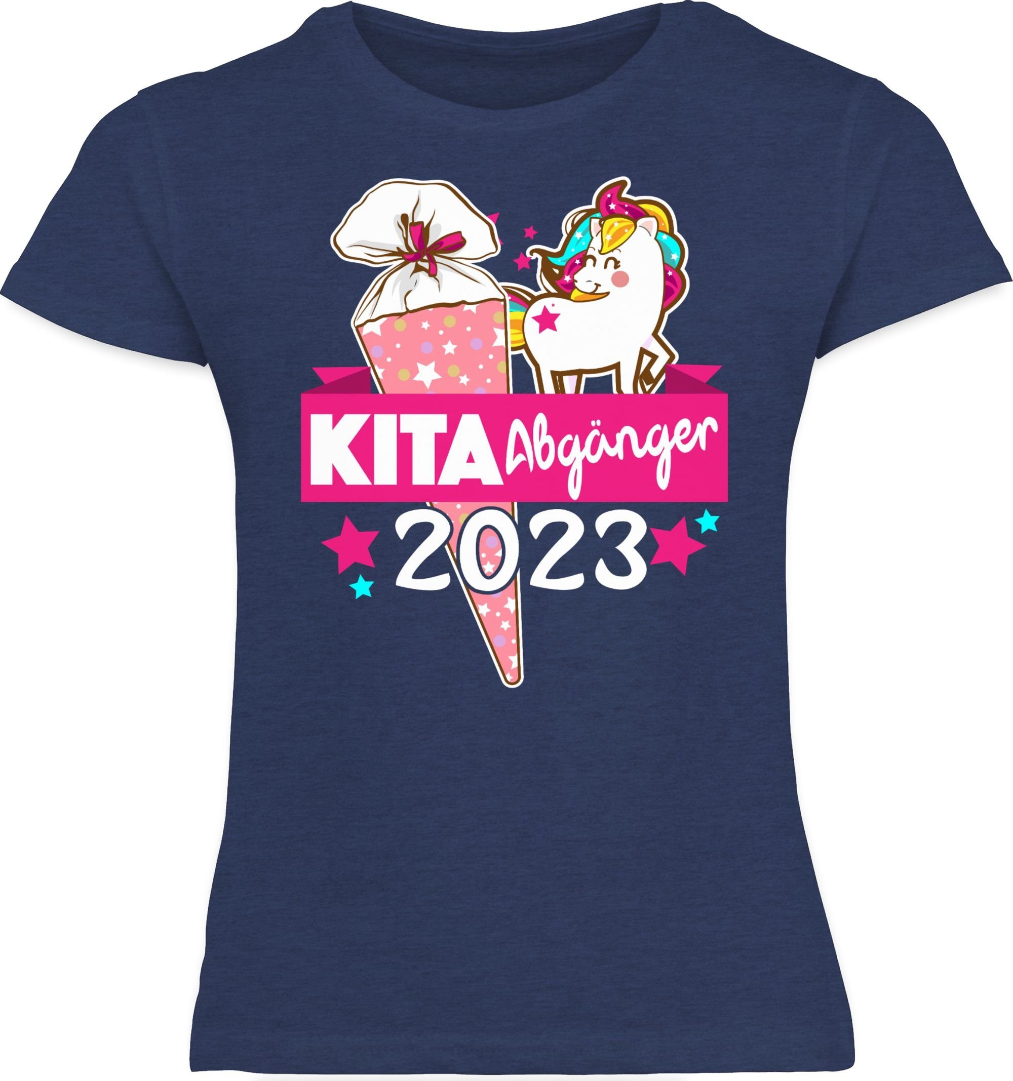 Shirtracer T-Shirt Dunkelblau 2023 Mädchen - Kita Abgänger 2 Meliert Einschulung