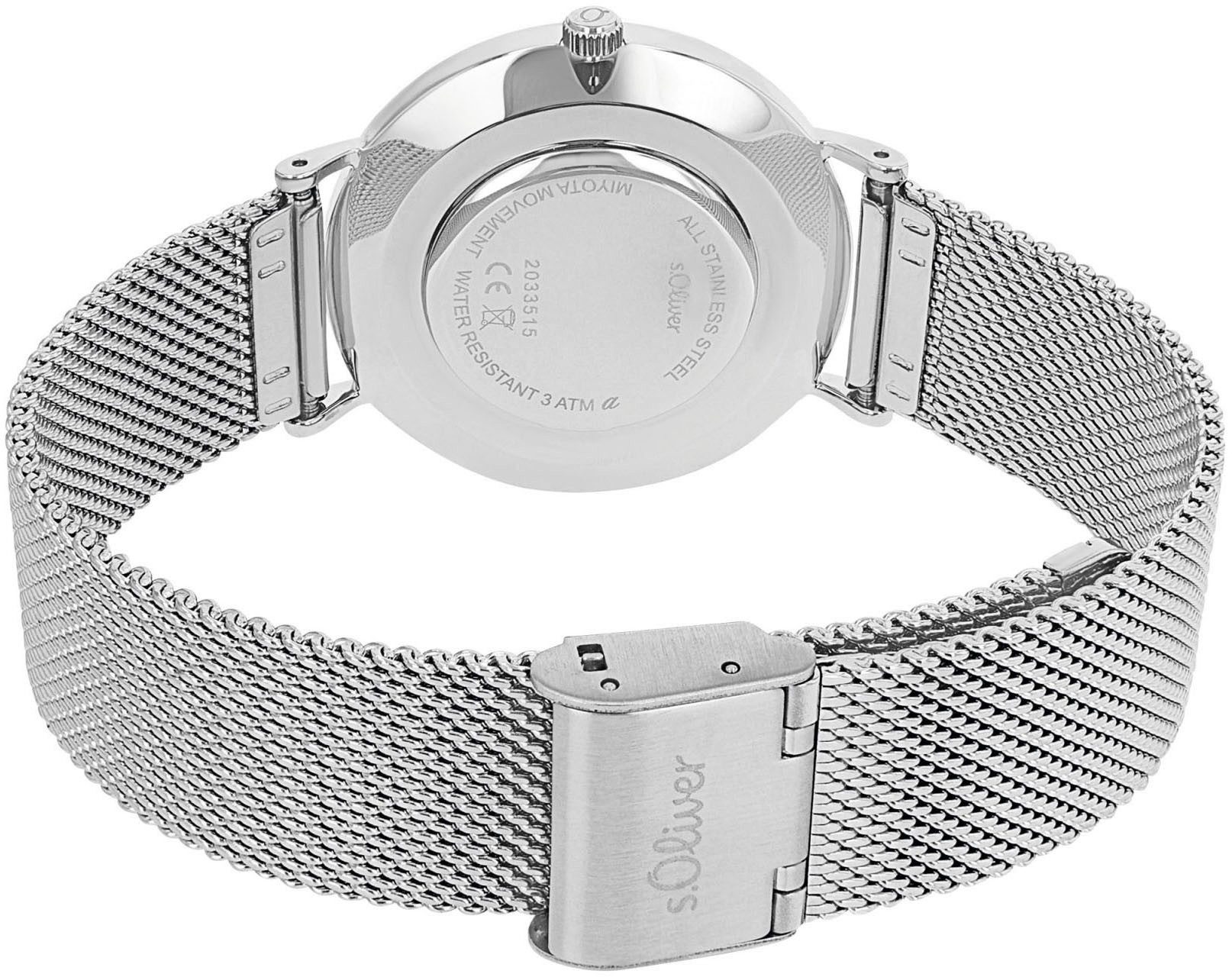s.Oliver Quarzuhr 2033515, Armbanduhr, Damenuhr, analog, Edelstahlarmband günstig online kaufen