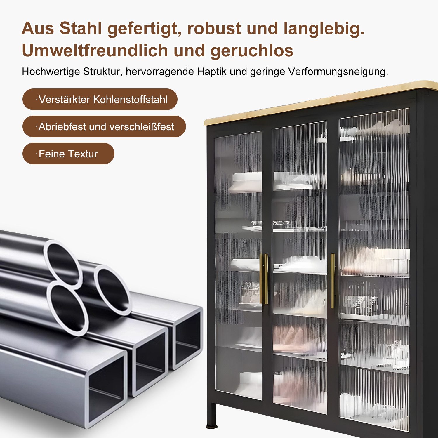 FOXSPORT Schuhschrank 7 Ebenen, mit verstellbaren Ablagen, 2- oder 3-türig (im Flur Diele, 32 cm tief) Schuhkommode mit Türen, Vitrinenschrank, Regalschrank