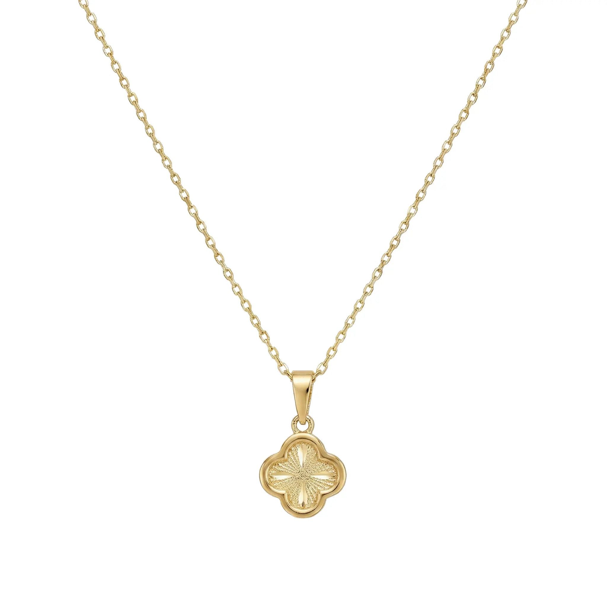 Suzan Gold Kette mit Anhänger 375 Echtgold Clover Spark Kleeblatt Zirkonia