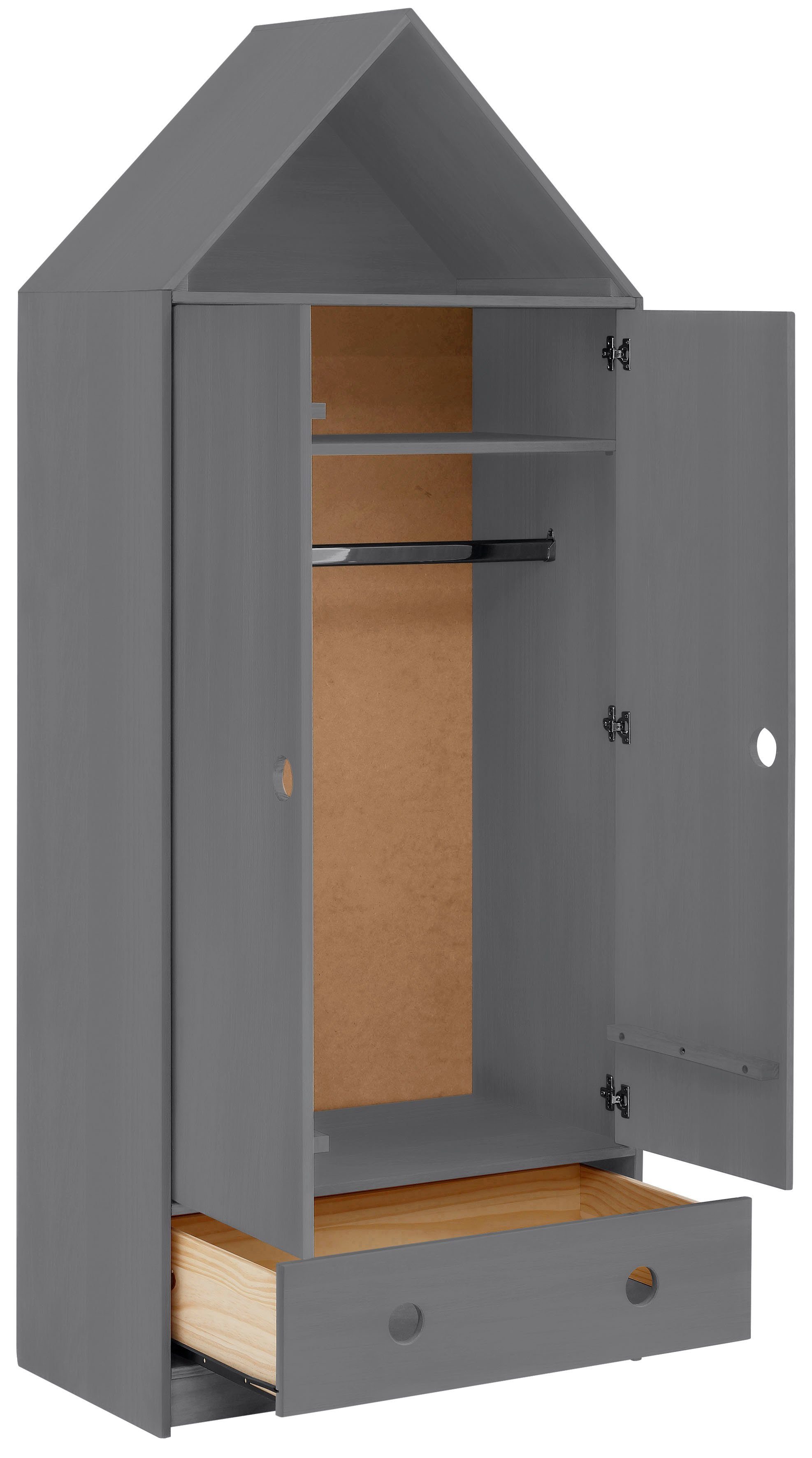 OTTO home Kleiderschrank Alpi Kiefernholz, mit Einlegeböden und Kleiderstange, Höhe 180 cm