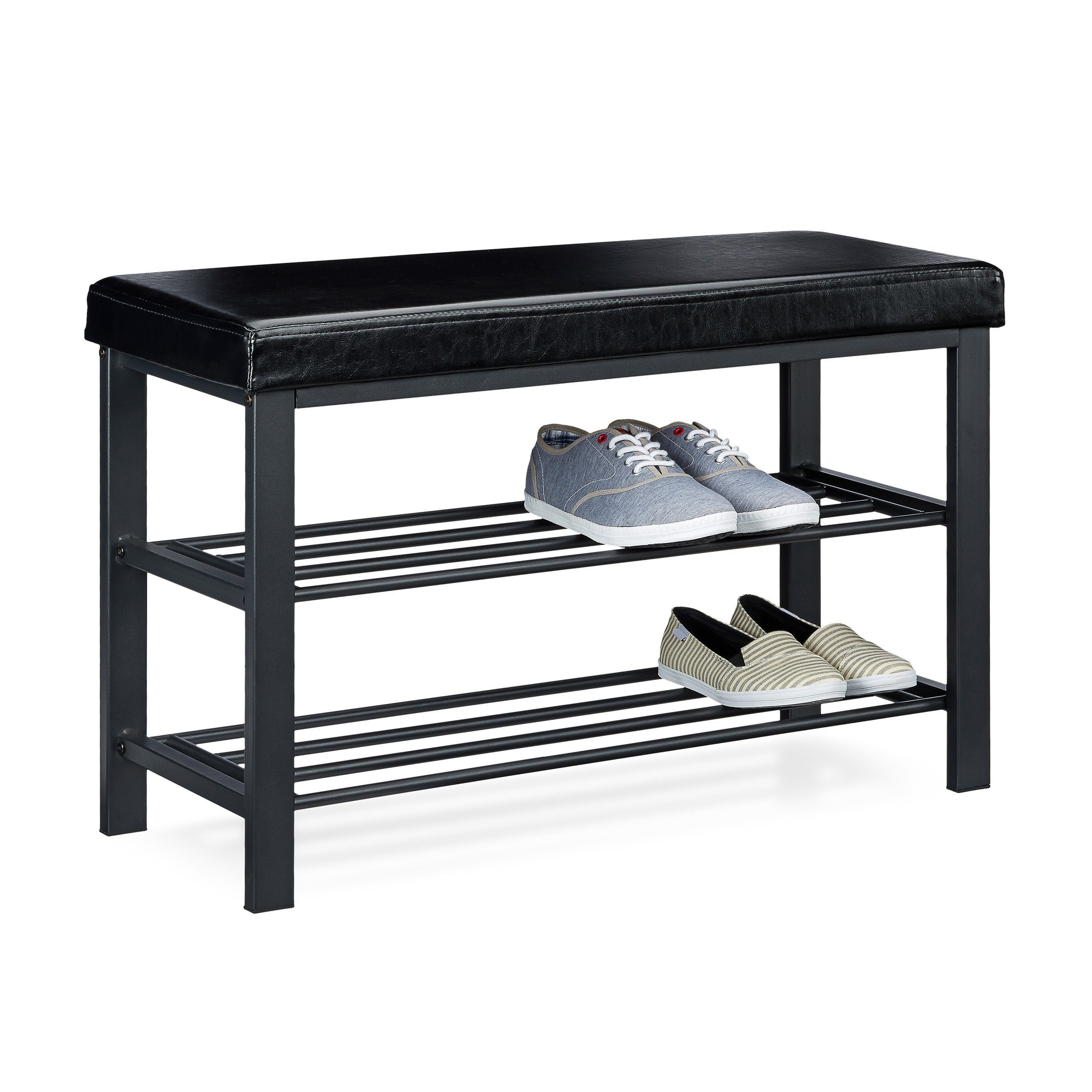 relaxdays Schuhbank mit Polsterung (1-St), schwarz