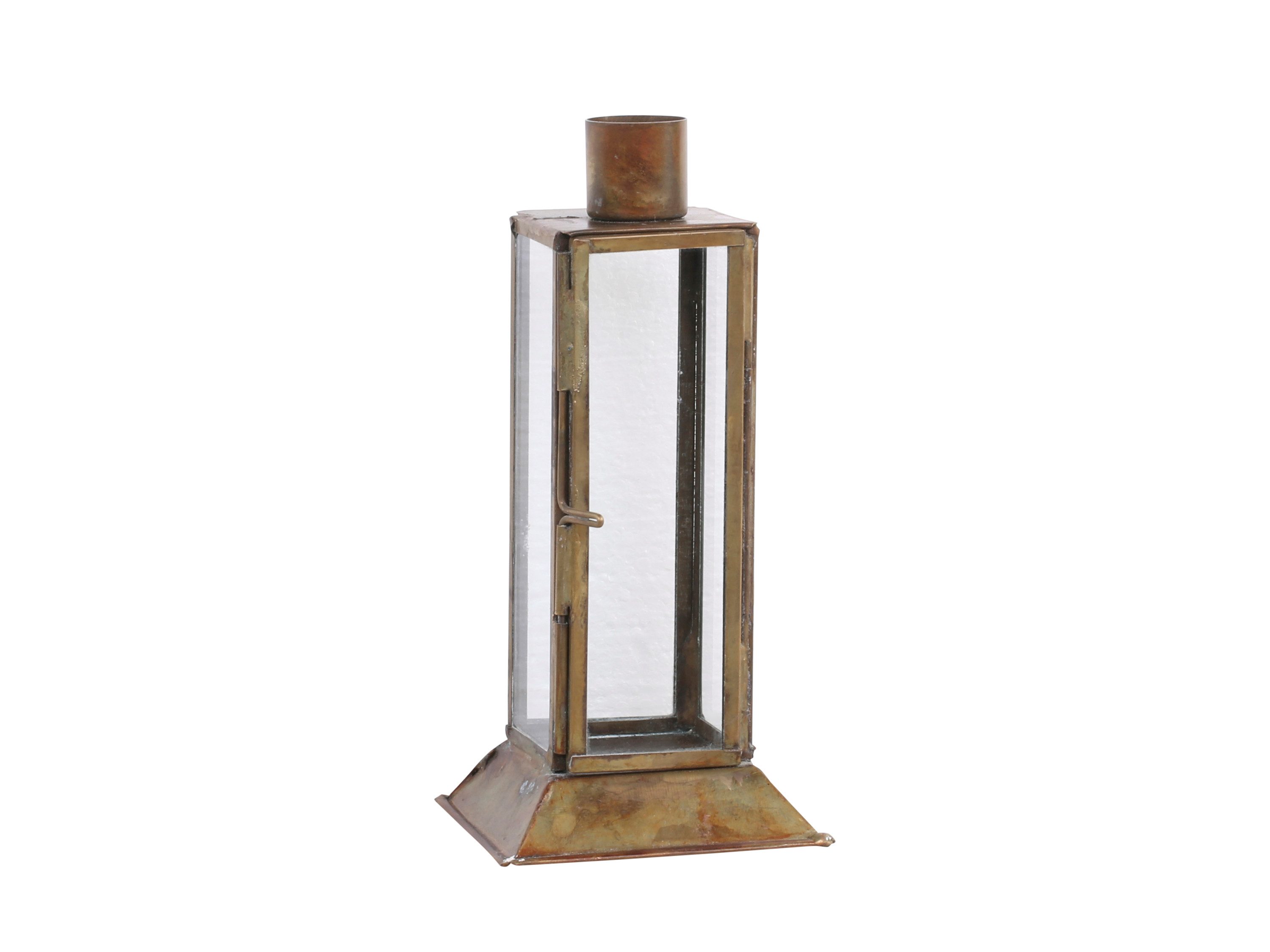 Chic Antique Kerzenhalter Kerzenhalter Messing Glaslaterne Kerzenständer f. Tafelkerzen, Material Eisen und Glas, in 4 verschiedenen Höhen
