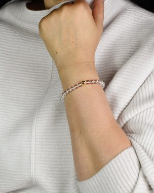 MayTree Armband Bergkristall, 19-21 cm Geschenk für Muttertag, Geburtstag, Weihnachten (Stück, 1-tlg), mit Perle aus 925Silber, 24K vergoldet