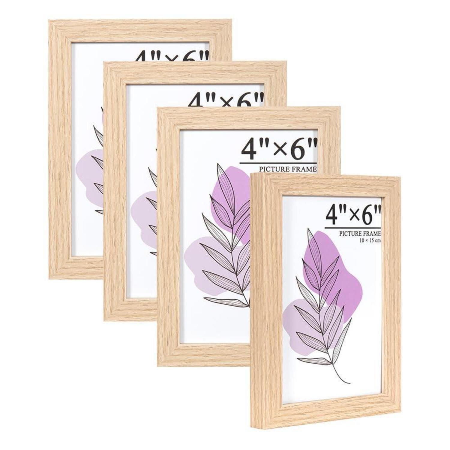 LuxusKollektion Bilderrahmen-Set Bilderrahmen Eiche 10x15cm 4er Set