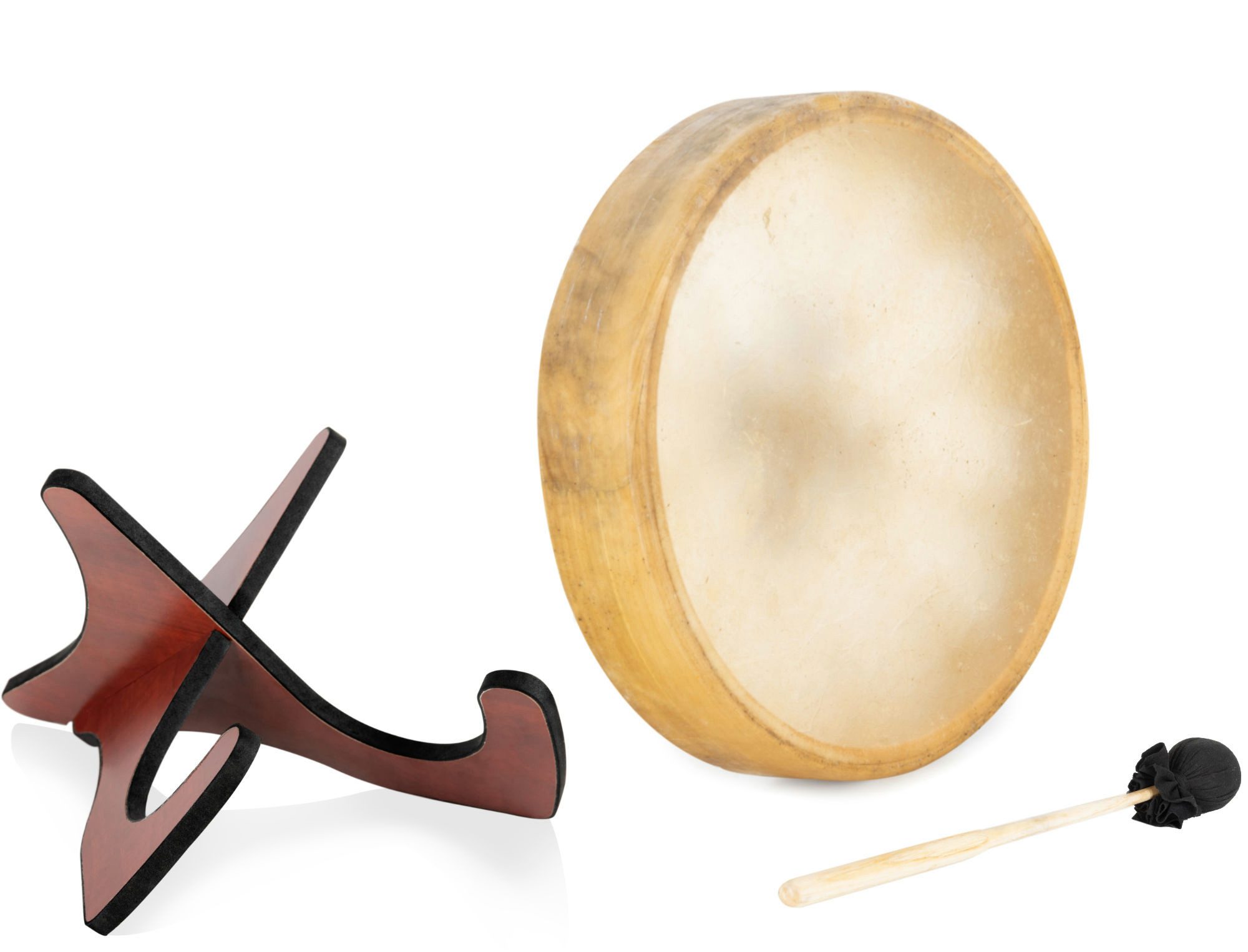 Classic Cantabile Trommel Classic Cantabile TSD-16 Schamanentrommel 16" Set mit Ständer,TSD-16, 3-St., Inkl. Schlägel und Ständer, Kraftvolle, energetische Wirkung