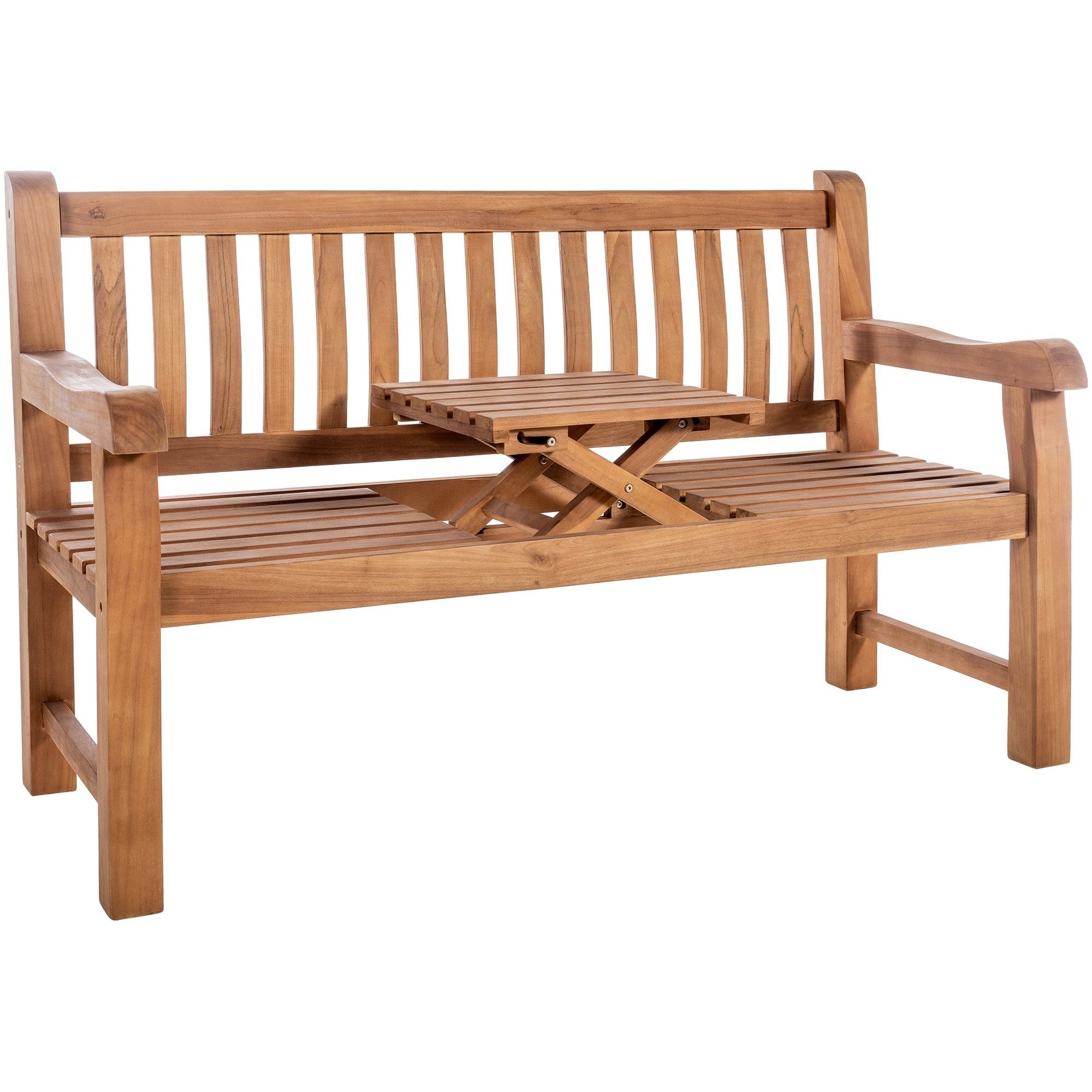 CLP Gartenbank Sitzbank Terrassenbank Klapptisch (Spar-Set, 1-St., 150 x 61 x 93 cm robust), integrierter Klapptisch, Teakholz, wetterfest