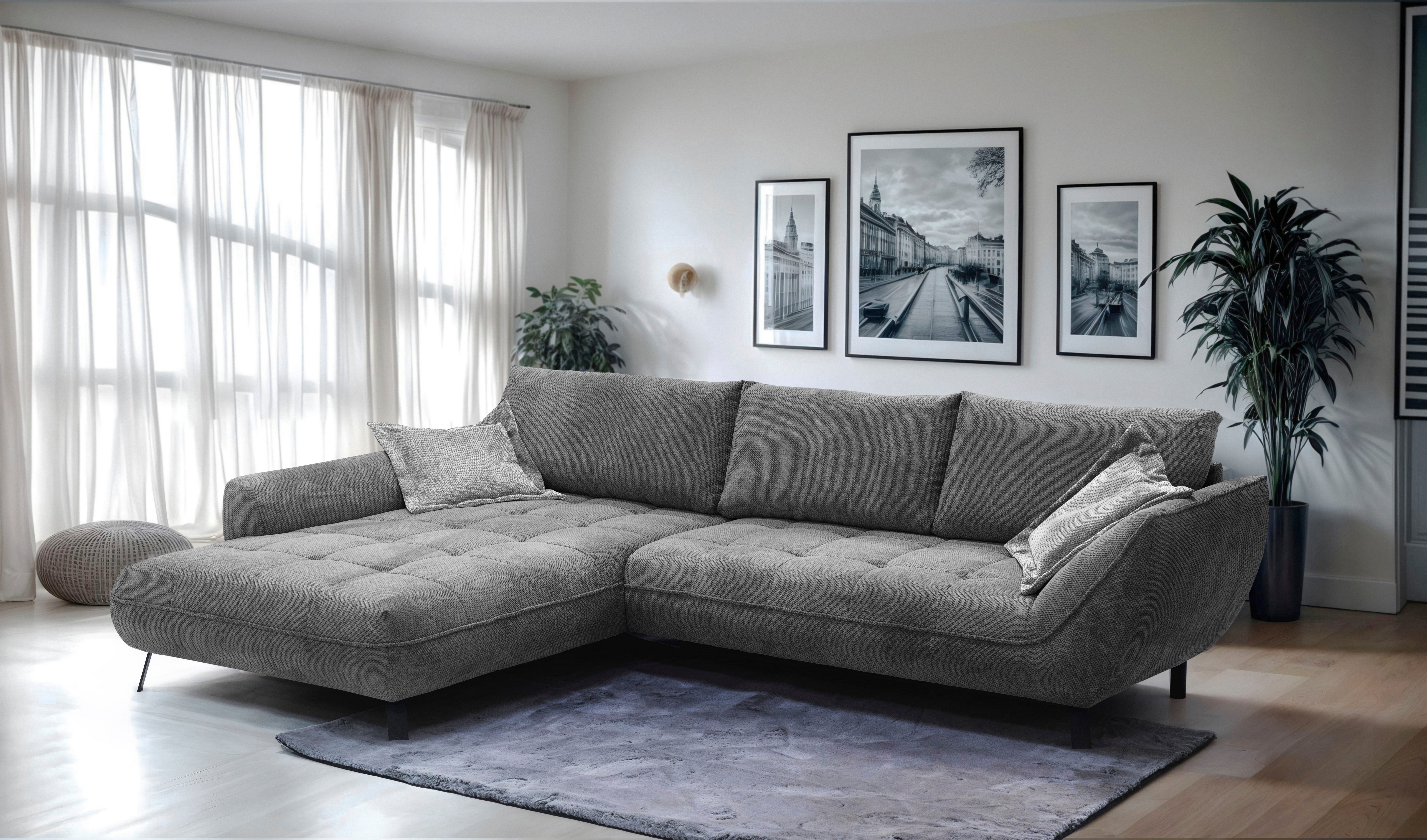 Ecksofa Biarritz modern und elegantes Mega Sofa mit tollem Sitzkomfort, L-Form